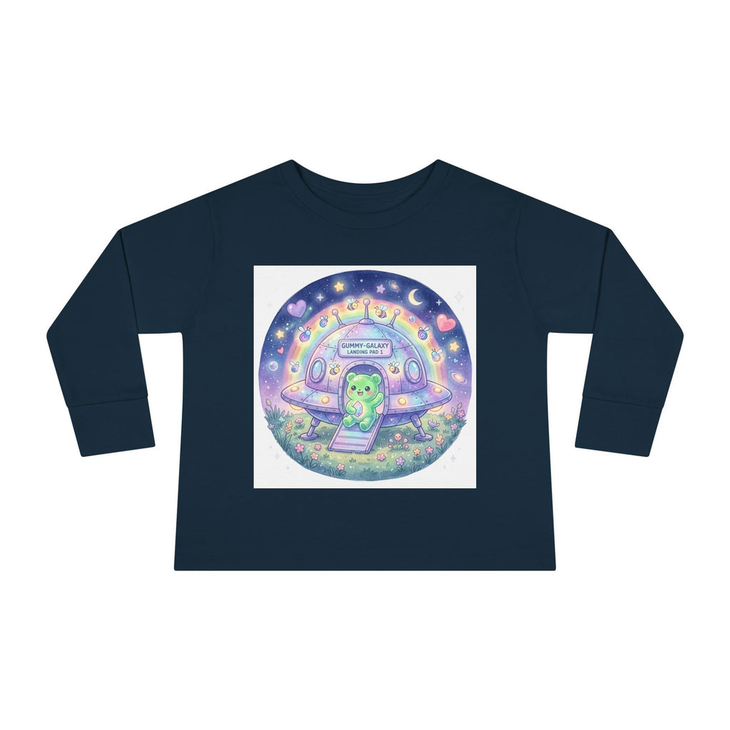 Cute Alien UFO Nightscape Oozy Bear Special- Graphic Long Sleeve Shirt