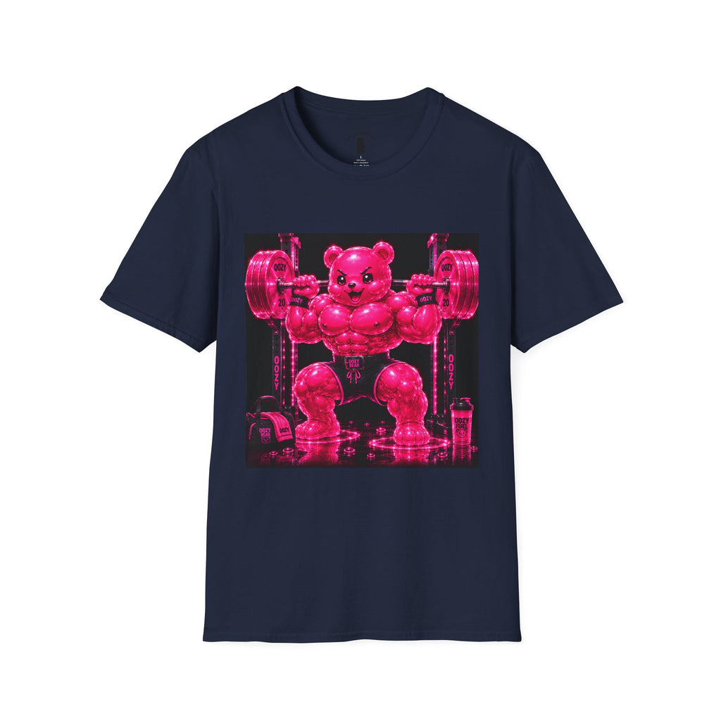 Feeling Like a Work Out, Pink Oozy Buff Bear Gummy Gym Special- Adult Graphic Shirt