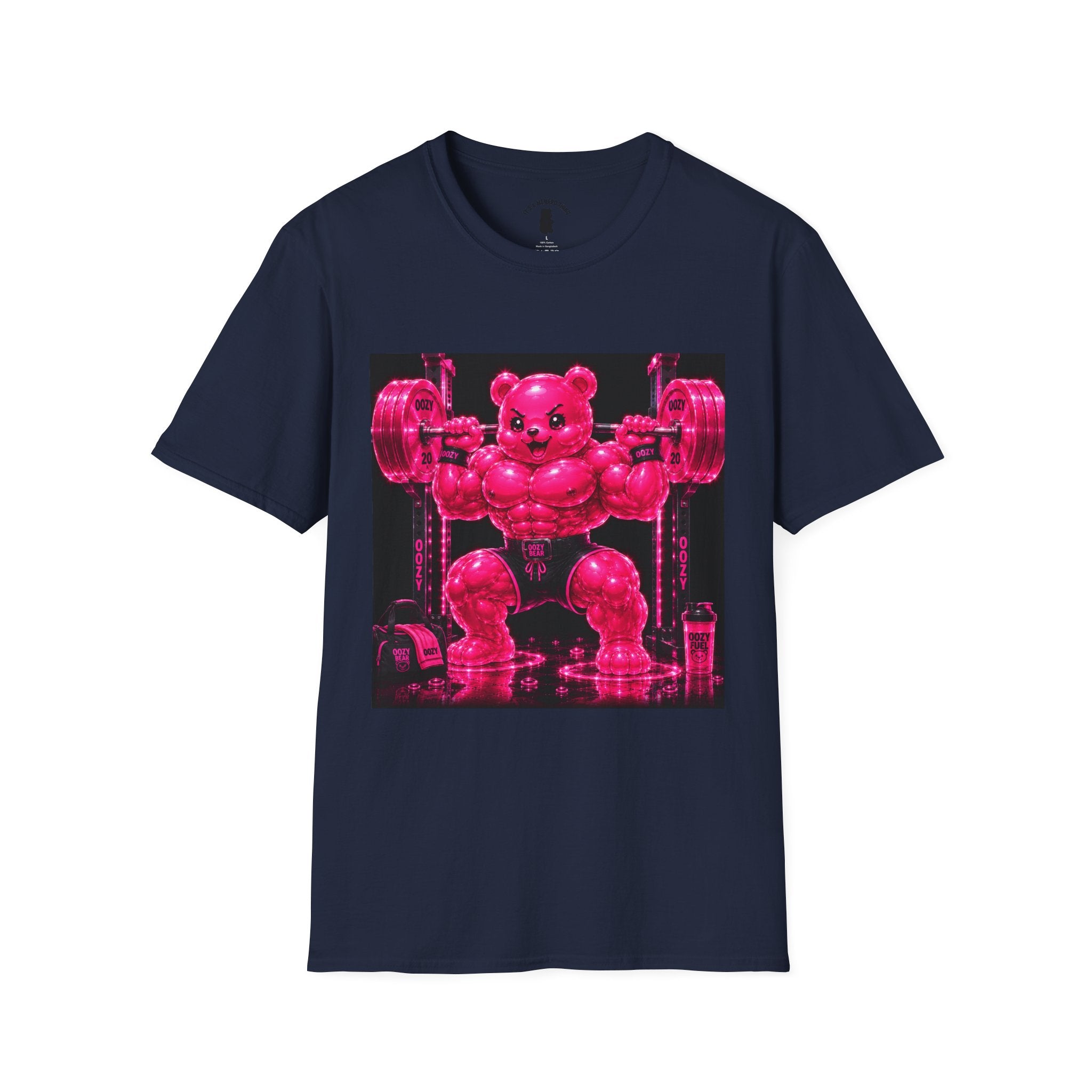 Feeling Like a Work Out, Pink Oozy Buff Bear Gummy Gym Special- Adult Graphic Shirt
