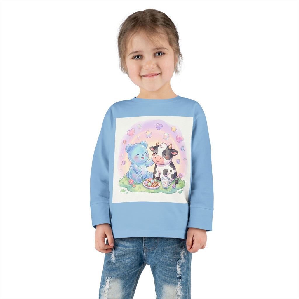 Milk & Cookies, Cow and Oozy Gummy Bear Friend- Graphic Long Sleeve Shirt