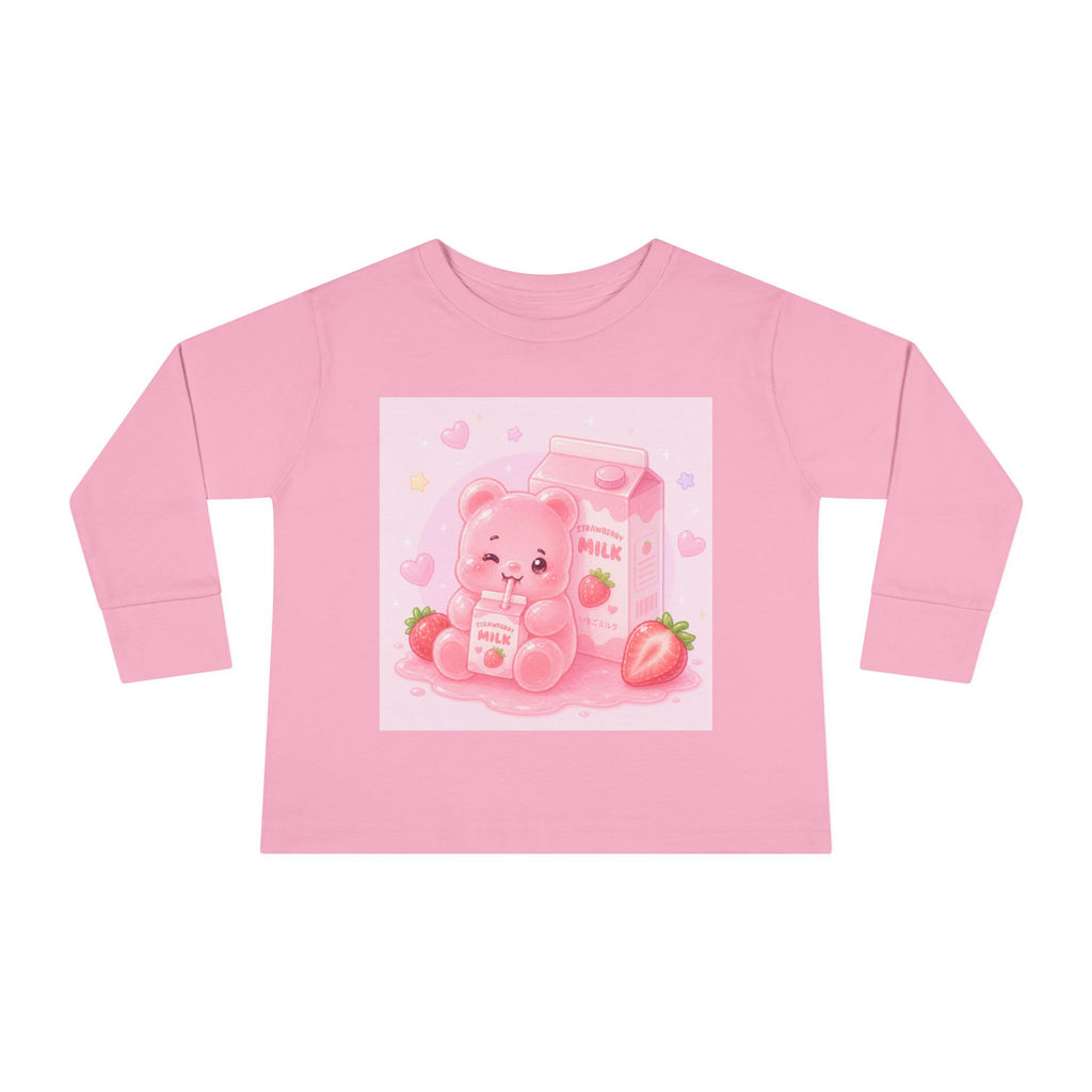 Strawberry Milk Oozy Bear Friend- Graphic Long Sleeve Shirt
