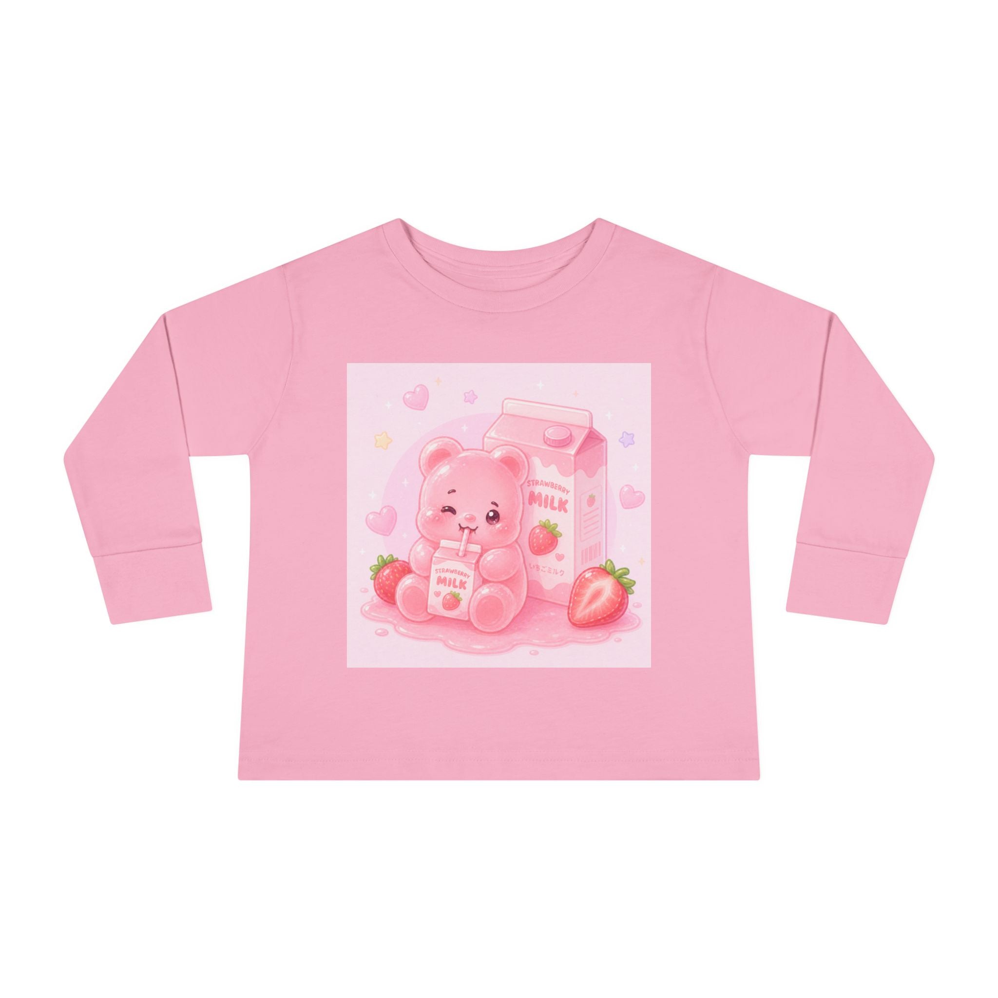Strawberry Milk Oozy Bear Friend- Graphic Long Sleeve Shirt