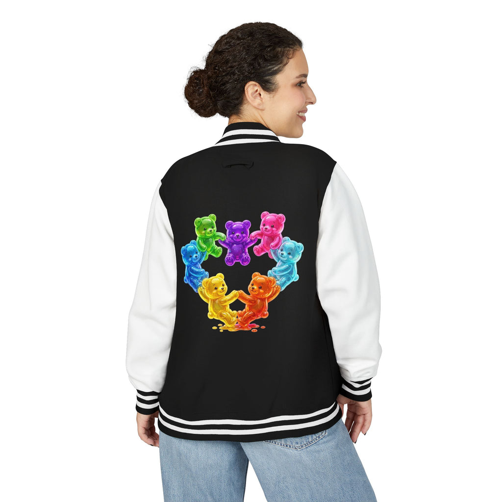 Rainbow Oozy Gummy Bear Heart Special Addition- Lettermen Graphic Jacket