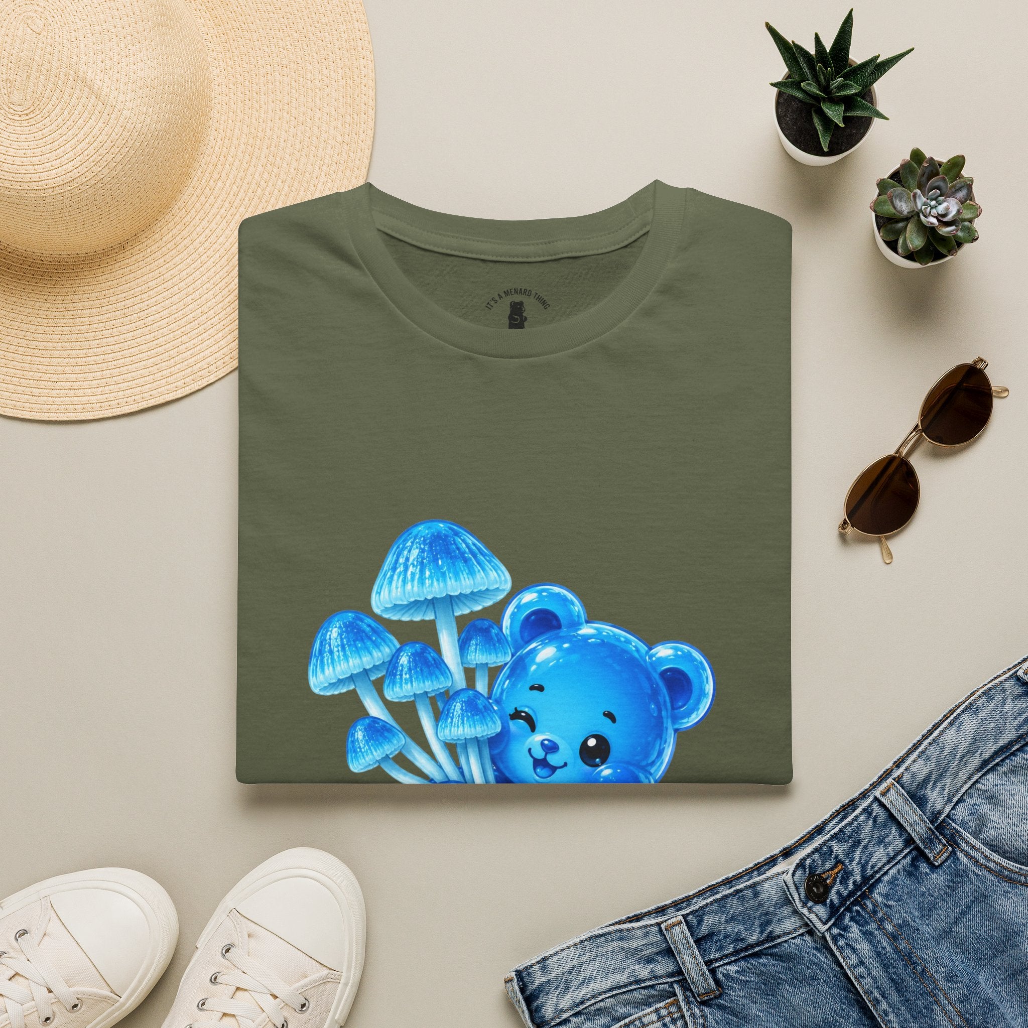 Small Cluster of Blue Mini pipe Mushrooms, Oozy Bear Special- Graphic Shirt