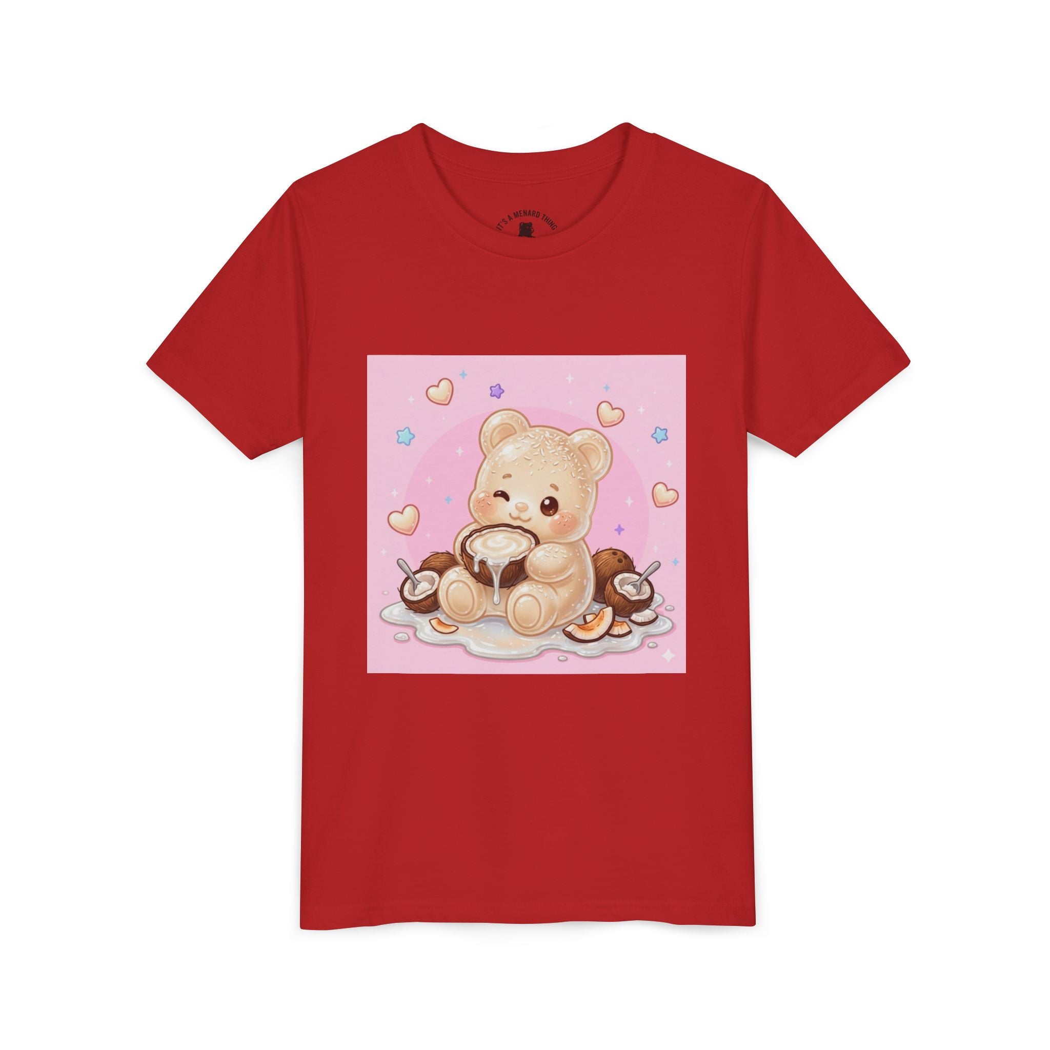 Gooey Gummy Coconut Milk Bear Kids T-Shirt (Pink Hearts)