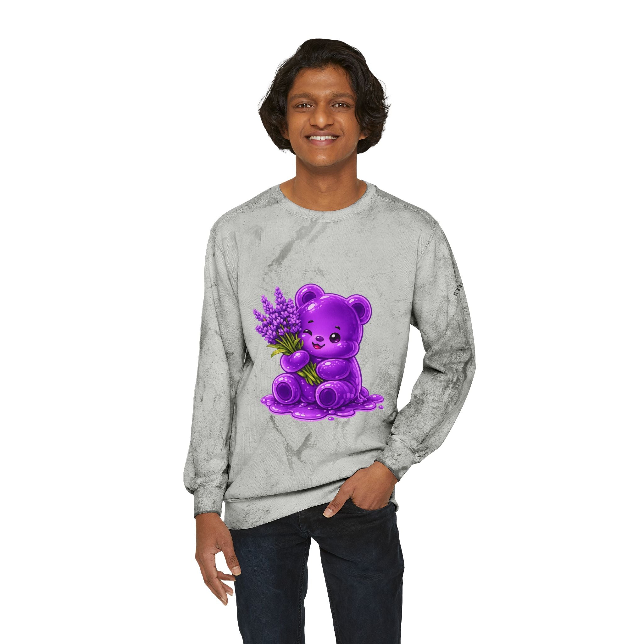Lavender Stalk, Purple Oozy Bear Gummy Special- Graphic Tie-Dye Sweatshirt