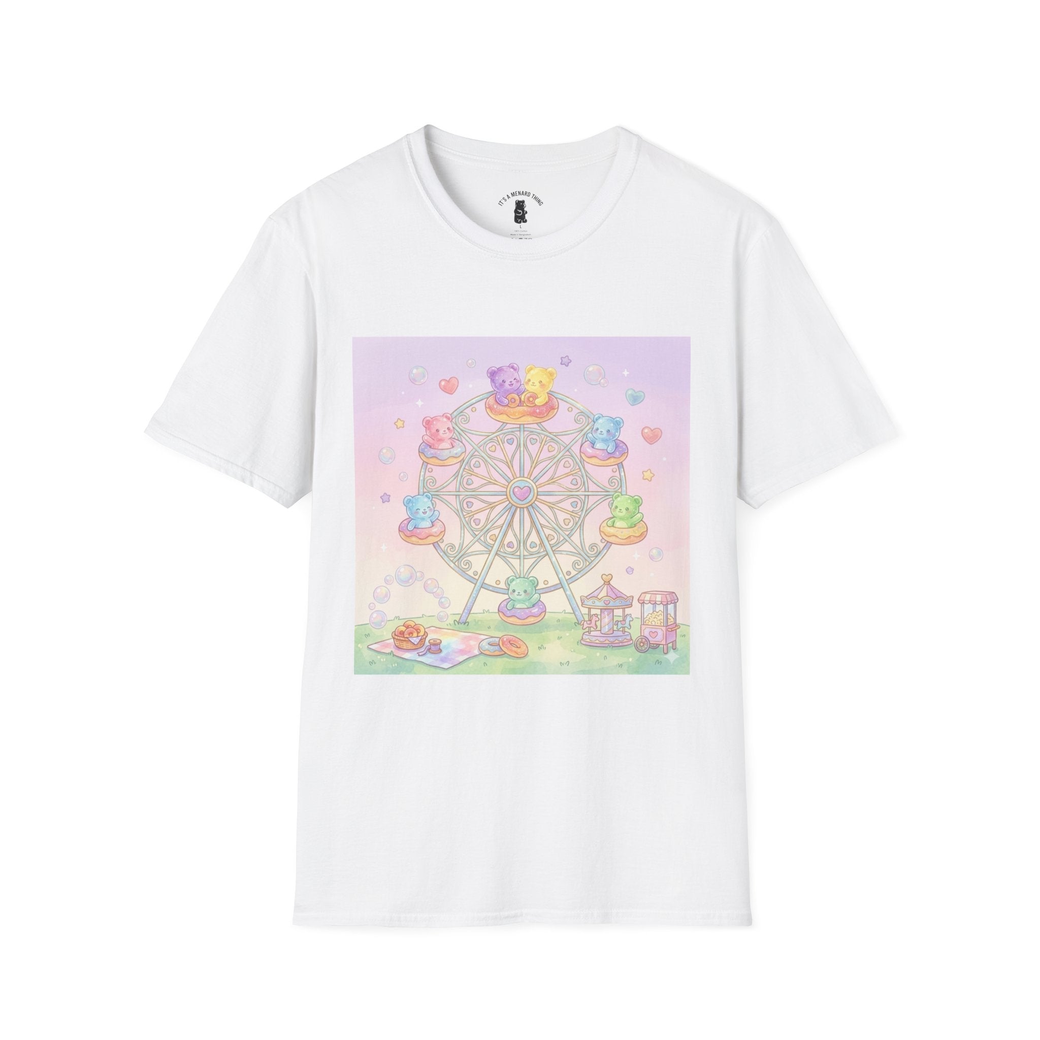 Carnival, Riding the Ferris Wheel with Gooey Gummy Friends T-Shirt — Cute Graphic Tee