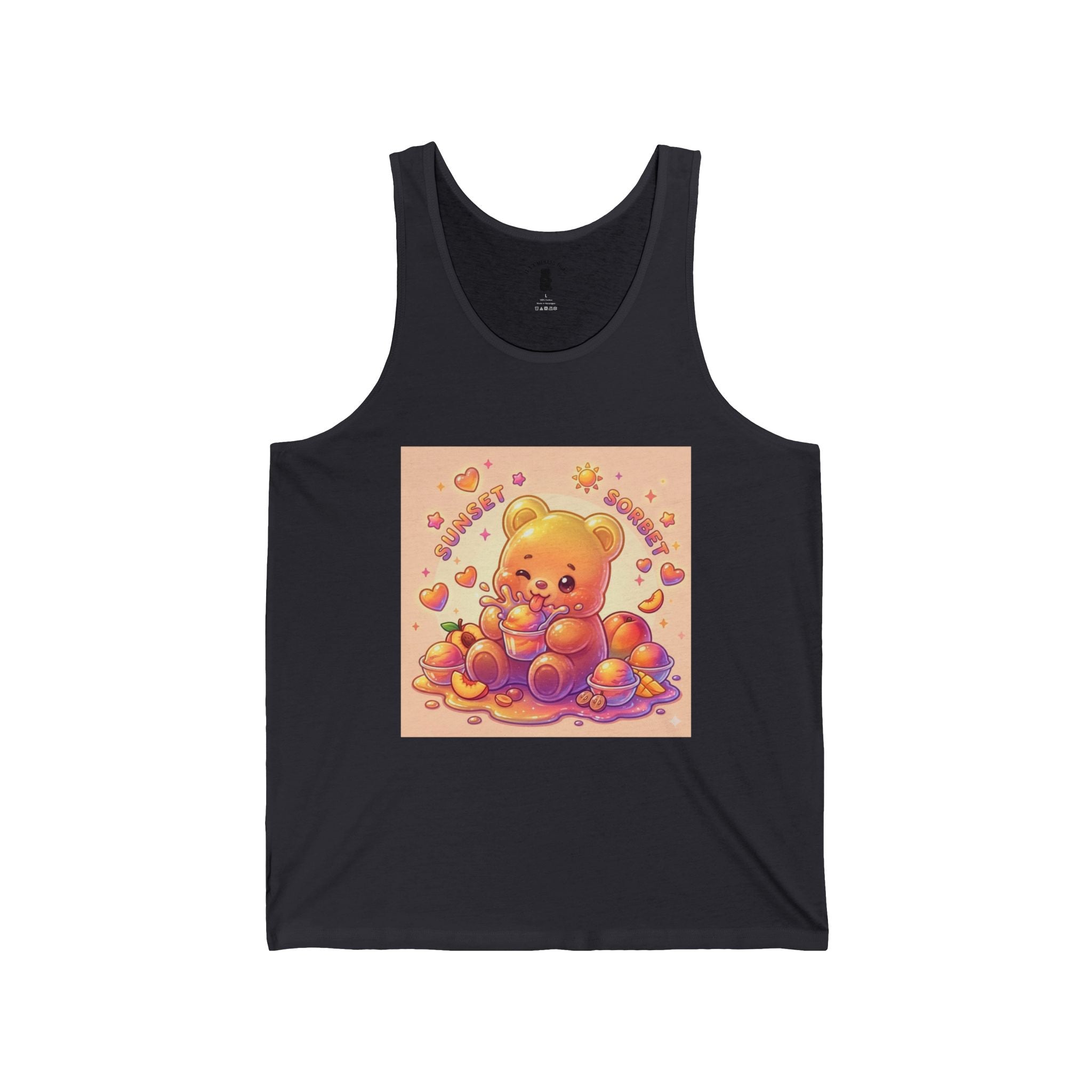 Sunset sunny Sorbet Dream, Peach Gooey Gummy Bear — Kawaii Graphic Tank Top