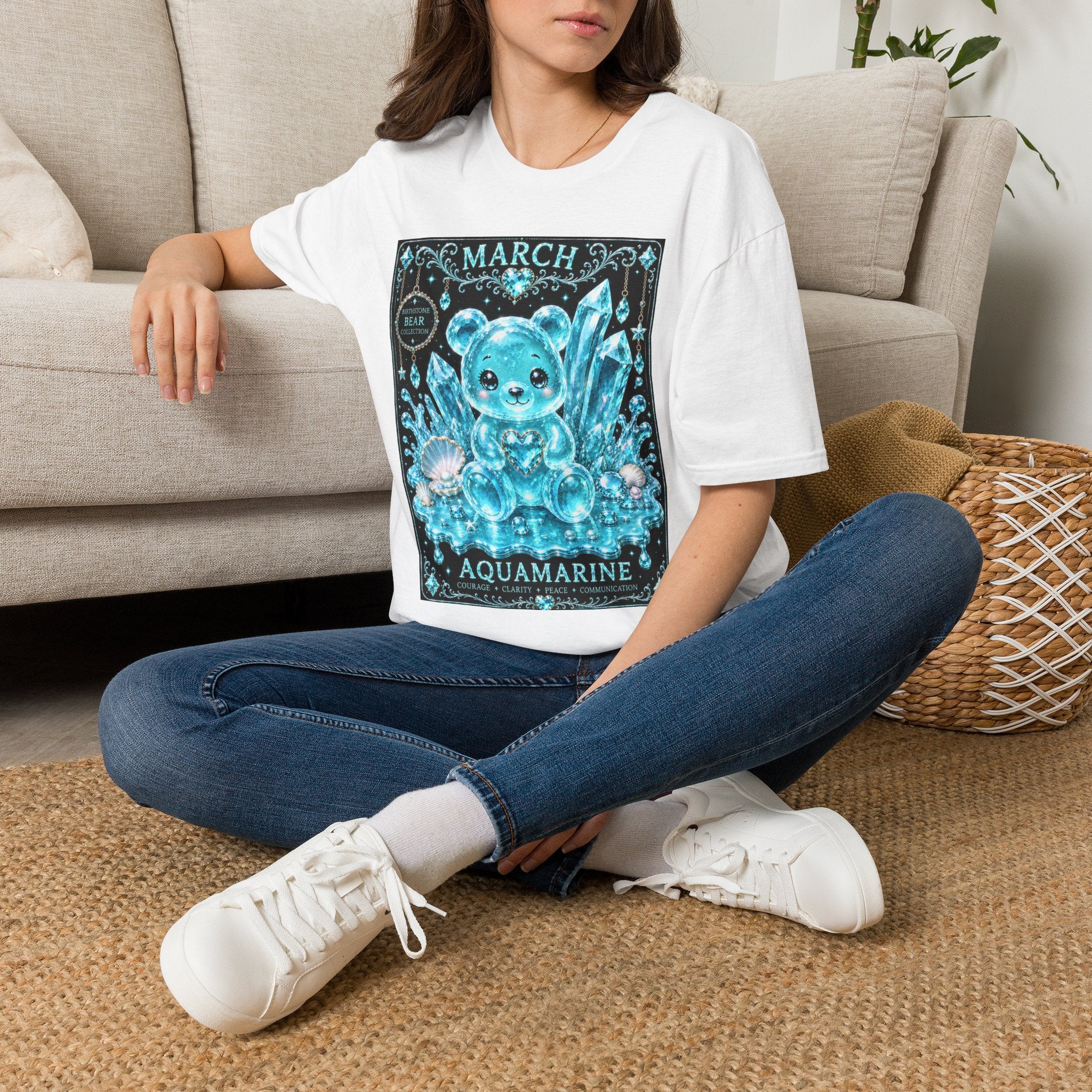 March, Aquamarine Birthstone Oozy Bear Gummy Special Addition- Graphic Shirt