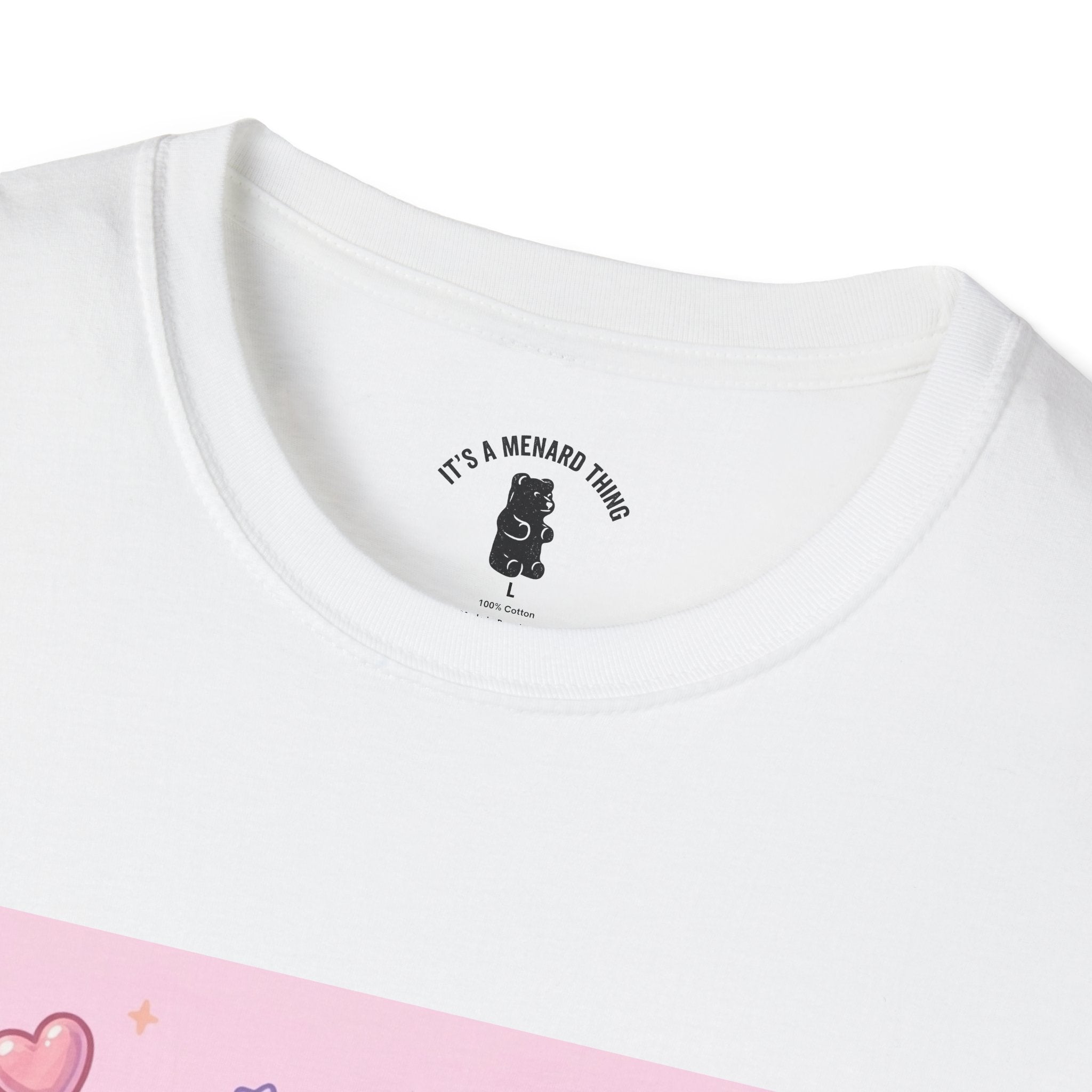 Cute Pastel Candy Bear T-Shirt — Rainbow Kawaii Heart Graphic
