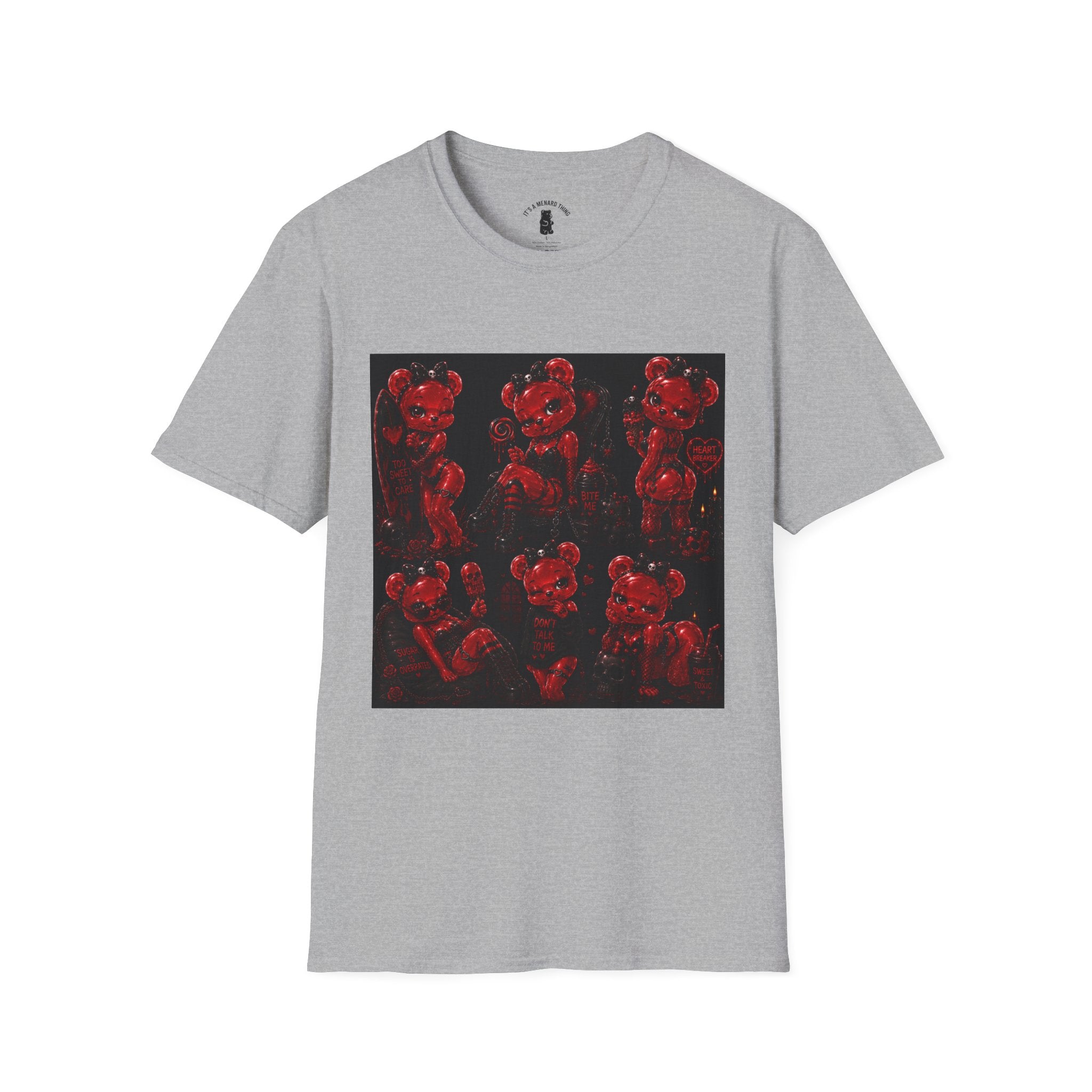 Punk Retro Crimson Red Oozy Bear Babe, Beach Pin Up Addition- Adult Graphic Shirt (18+)