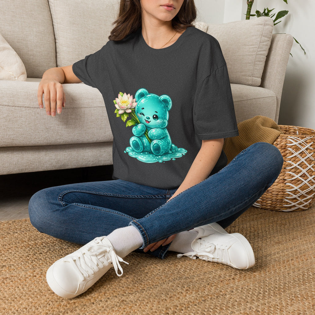 Beautiful Lotus Flower Special, Teal Oozy Bear Gummy Friend- Graphic Shirt