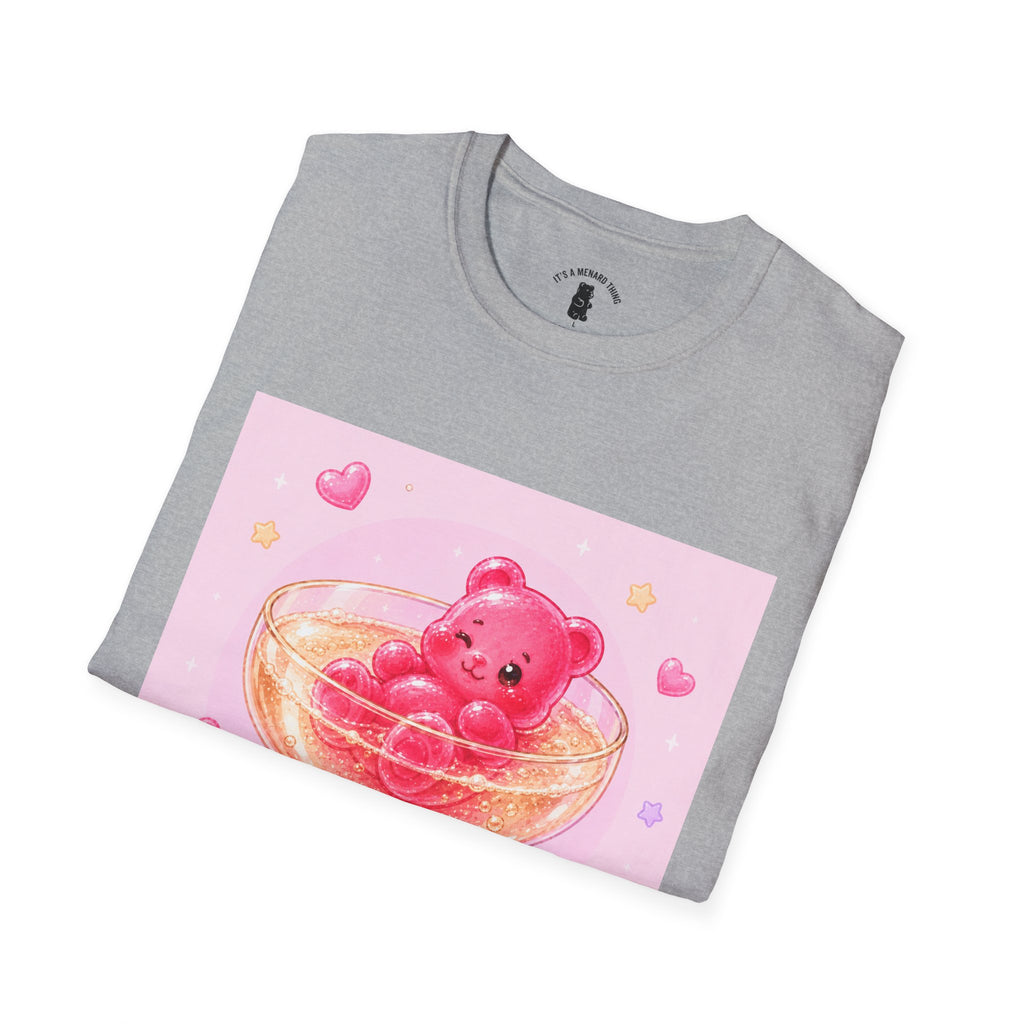 Champagne Pink Boozy Gooey Gummy Bear- Kawaii Graphic T-Shirt