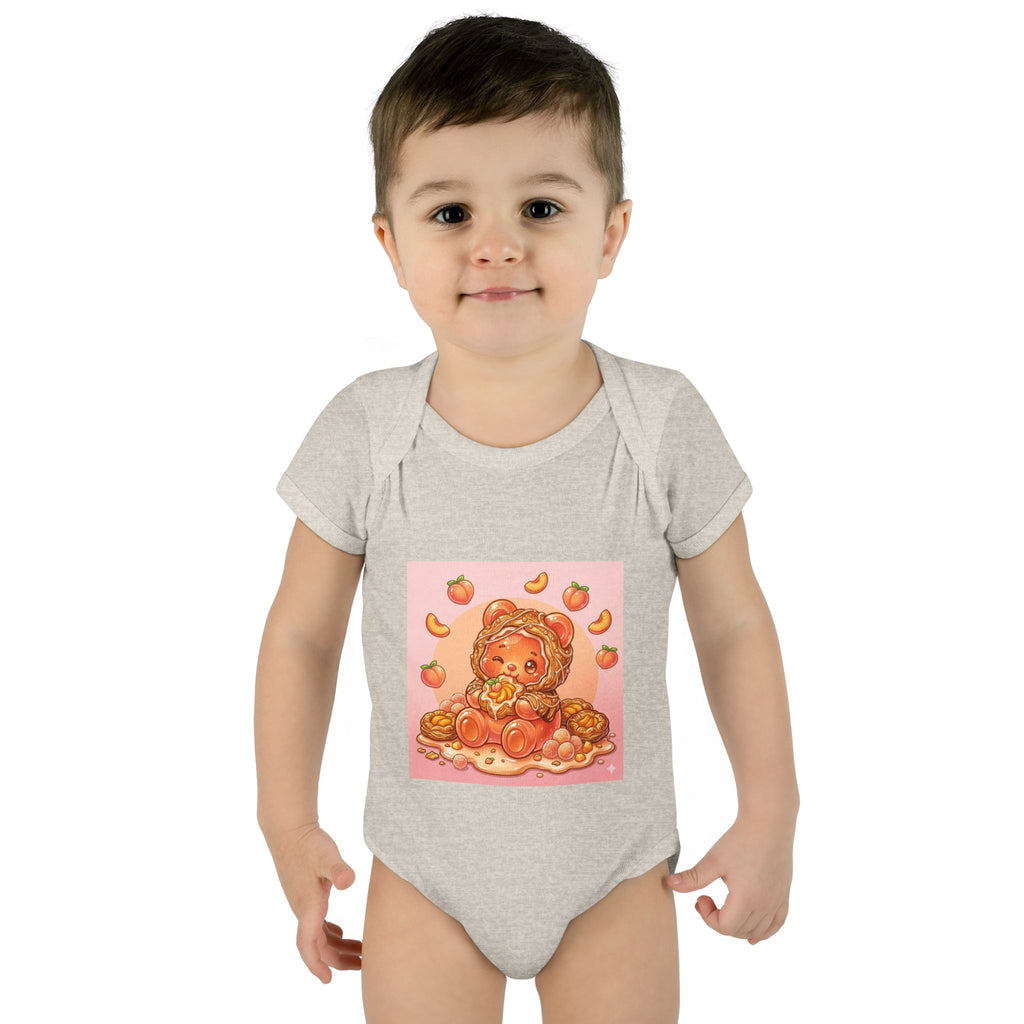 Peach Danish Gooey Gummy Bear in Puff Pasterie PJs Baby Onesie
