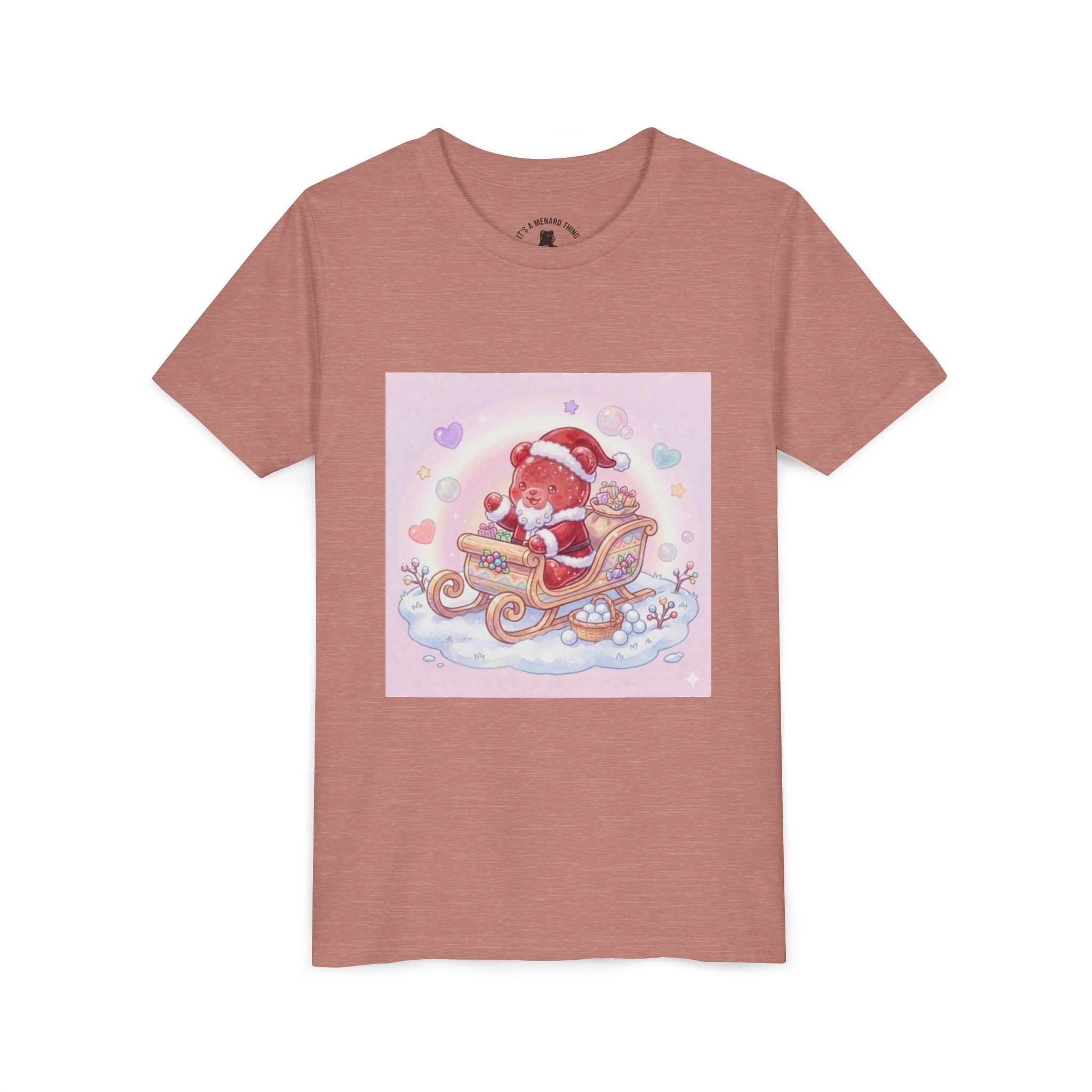 Cute Gooey Gummy Red Santa in Sleigh Holiday Shirt