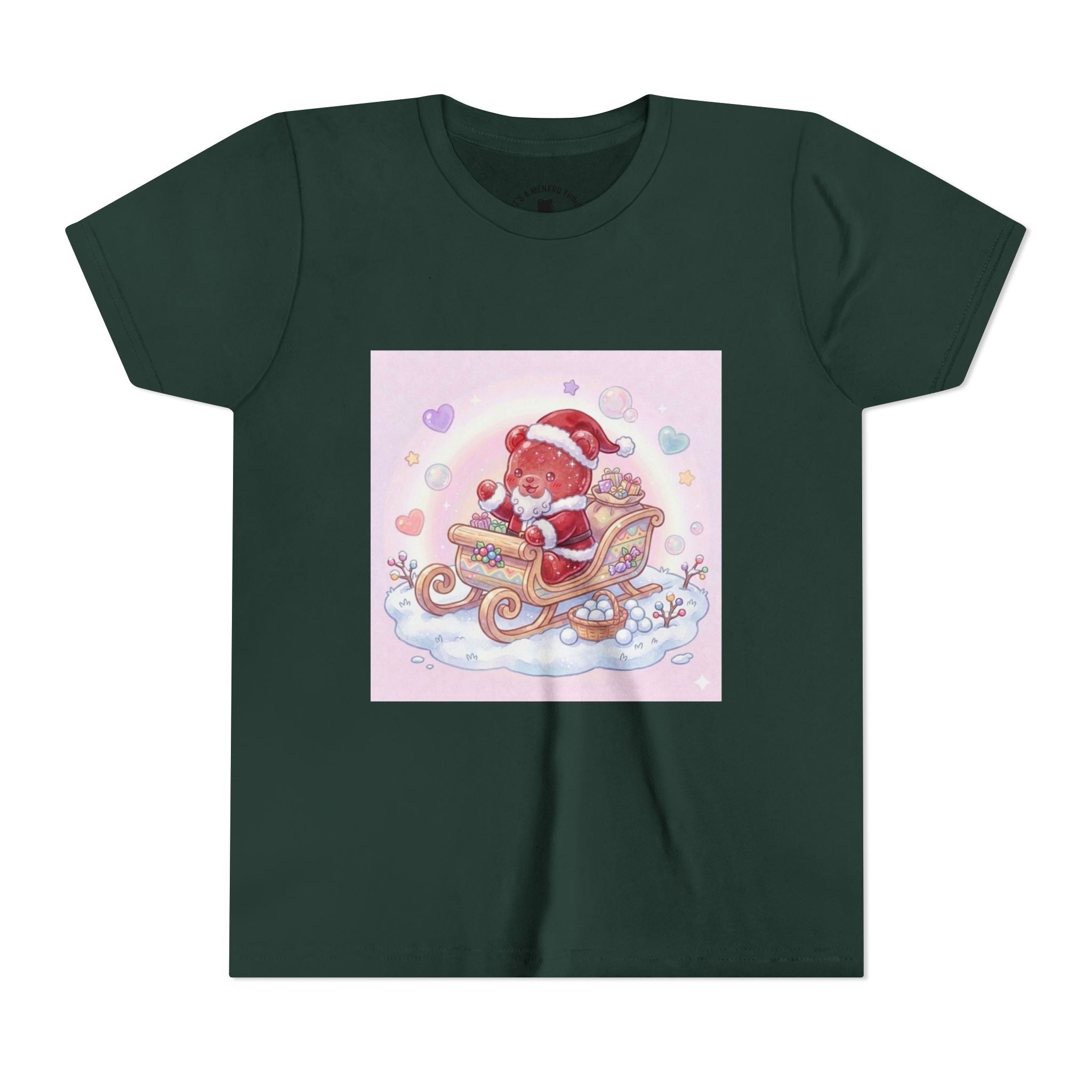 Cute Gooey Gummy Red Santa in Sleigh Holiday Shirt