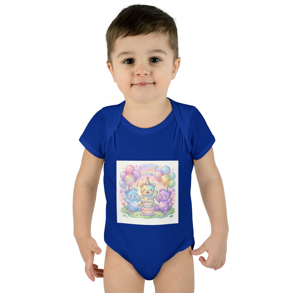 Birthday Gooey Bears, Cake & Balloons Infant Onesie