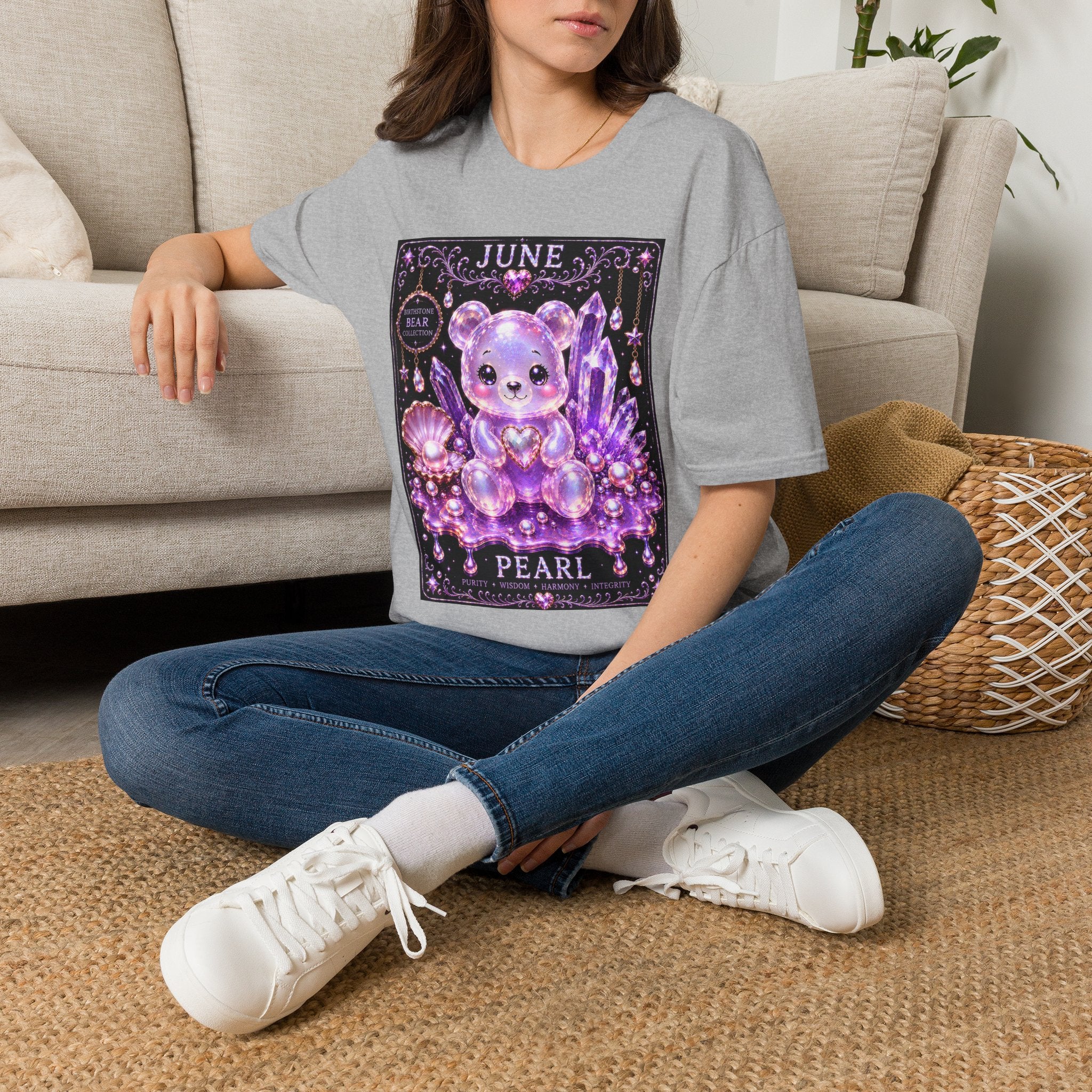 June Birthstone Pearl Crystal Oozy Bears Special Addition- Graphic Shirt