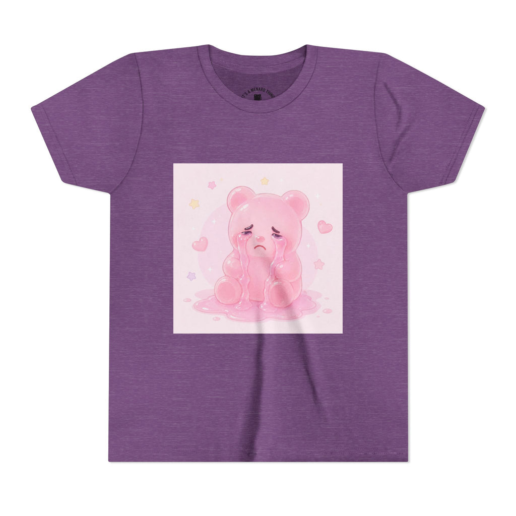 Pink Crying Gooey Gummy Bear Youth Tee – Cute Pastel Graphic Shirt