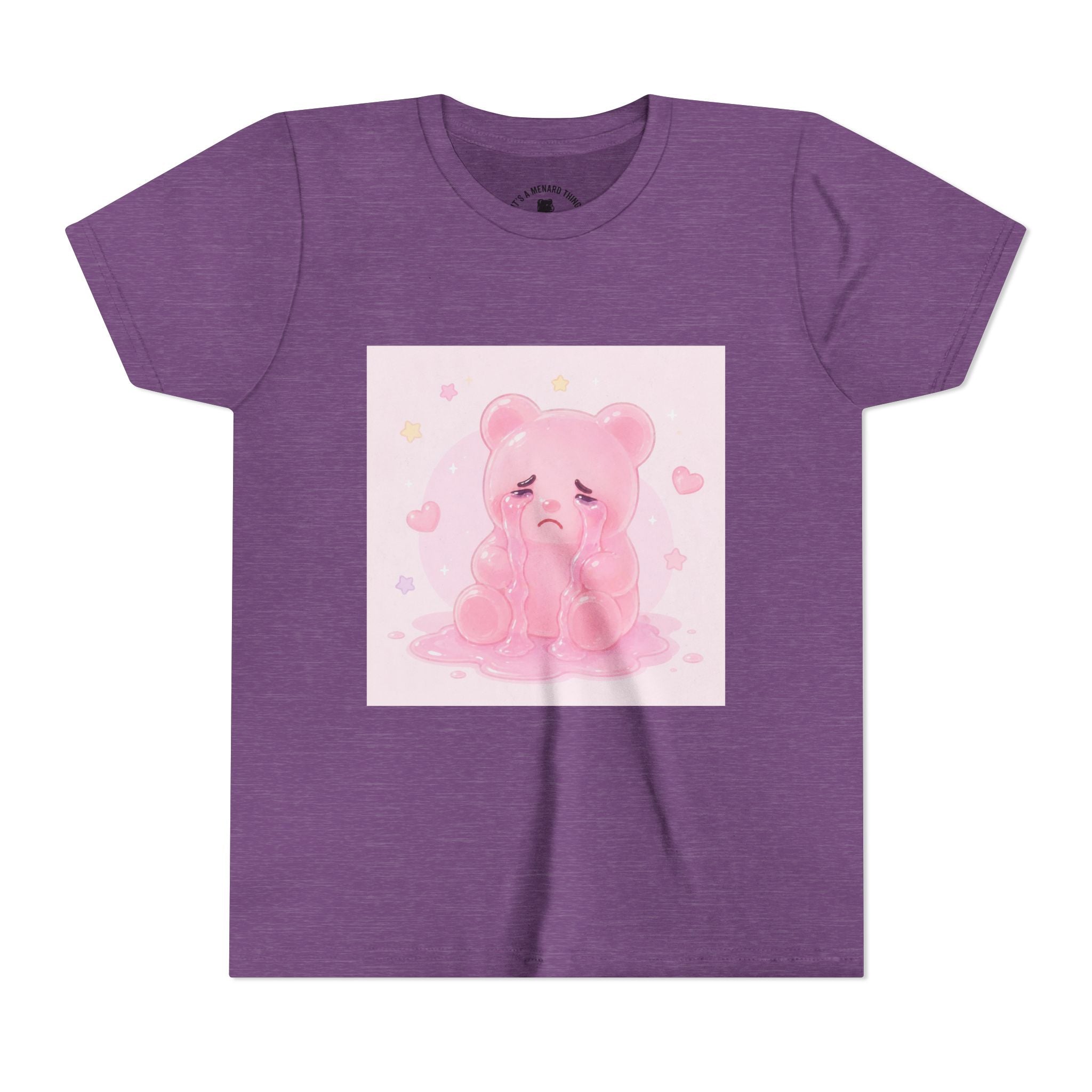 Pink Crying Gooey Gummy Bear Youth Tee – Cute Pastel Graphic Shirt