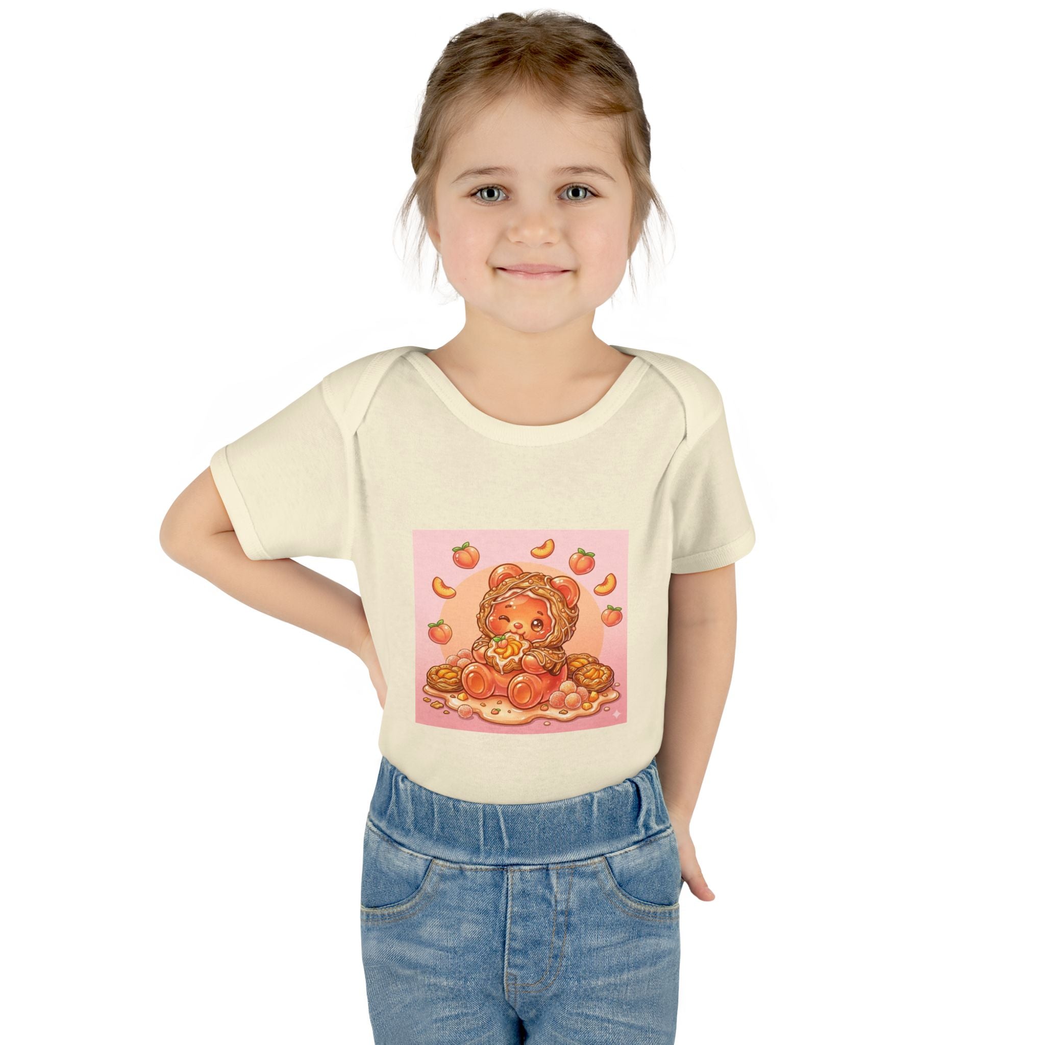 Peach Danish Gooey Gummy Bear in Puff Pasterie PJs Baby Onesie