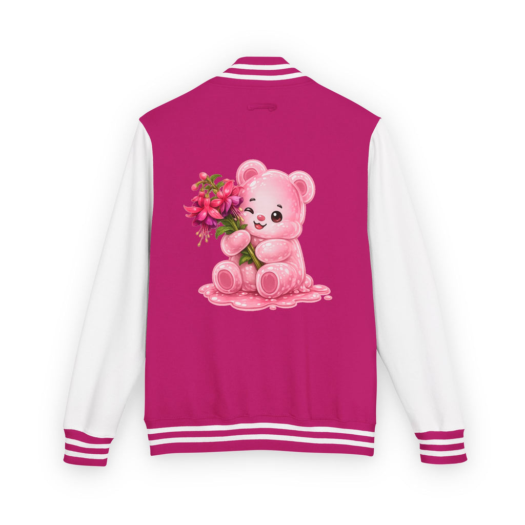 Special Pink Flowers, Pale Oozy Bear Gummy Friend- Lettermen Graphic Jacket