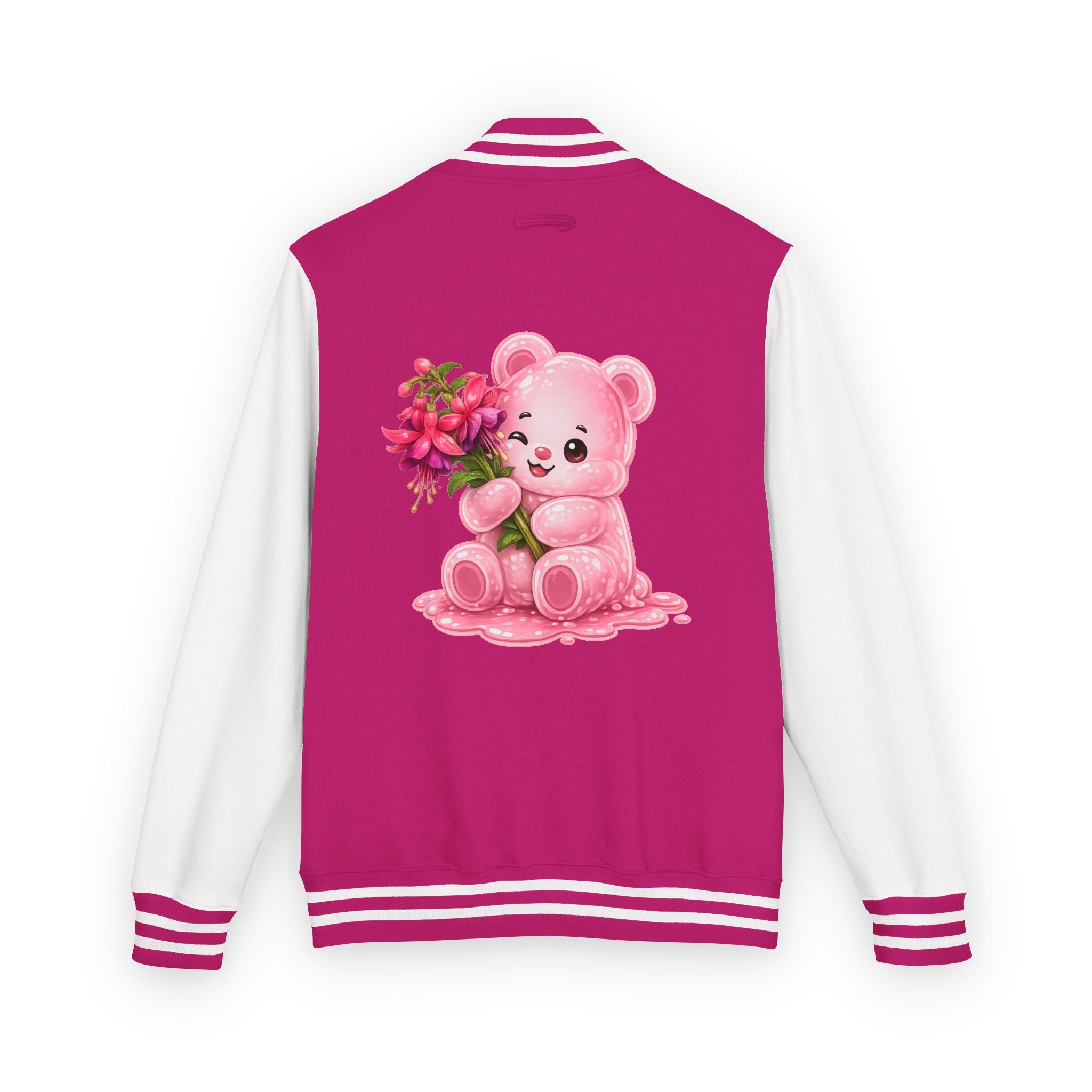Special Pink Flowers, Pale Oozy Bear Gummy Friend- Lettermen Graphic Jacket