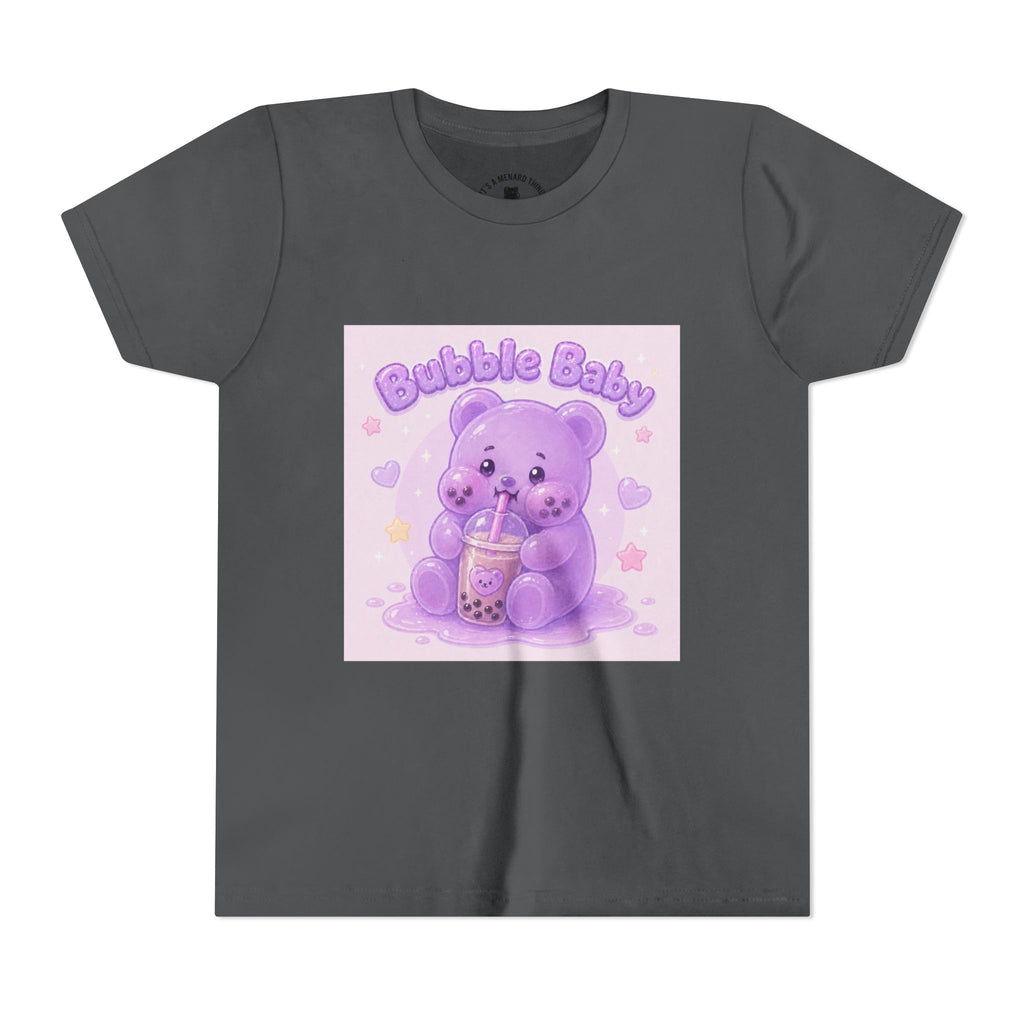 Purple Boba Tea Gooey Gummy Bear with Boba Milk Tea Kids Shirt