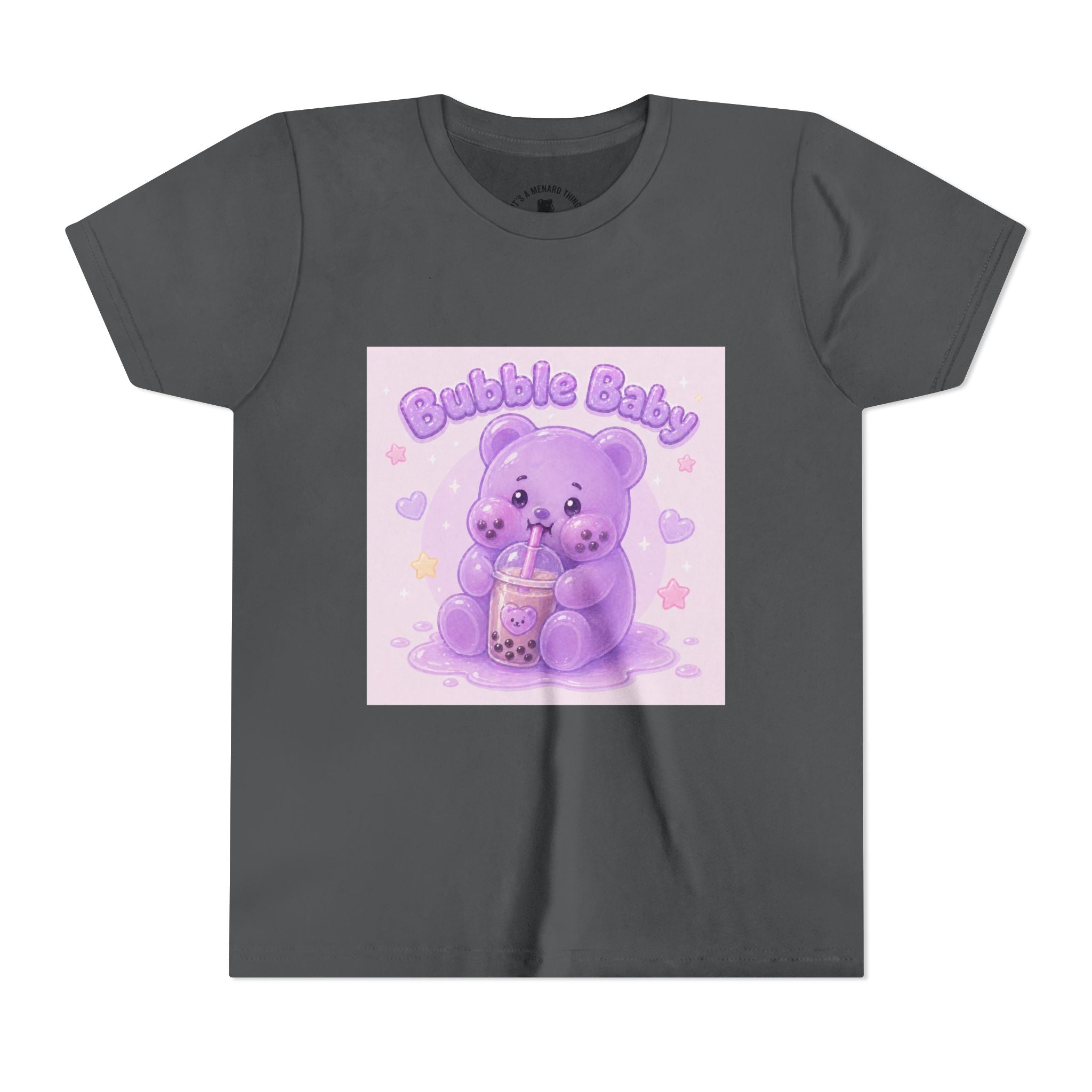 Purple Boba Tea Gooey Gummy Bear with Boba Milk Tea Kids Shirt