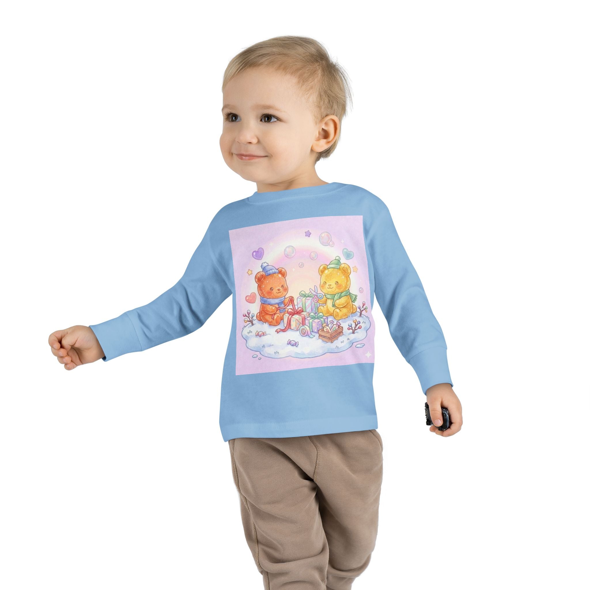 Holiday Gift Giving, Oozy Bear Friends In Snow- Graphic Long Sleeve Shirt