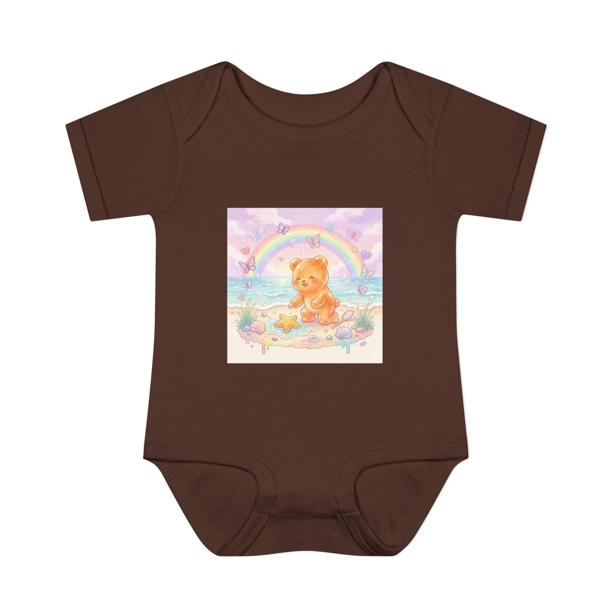 Gooey Gummy Beach Bear Rainbow & Starfish - Bodysuit