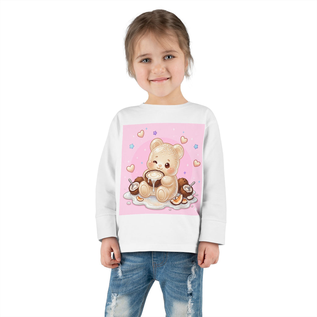 Coconut Milk, White Oozy Bear Gummy Friend- Kids Long Sleeve Shirt