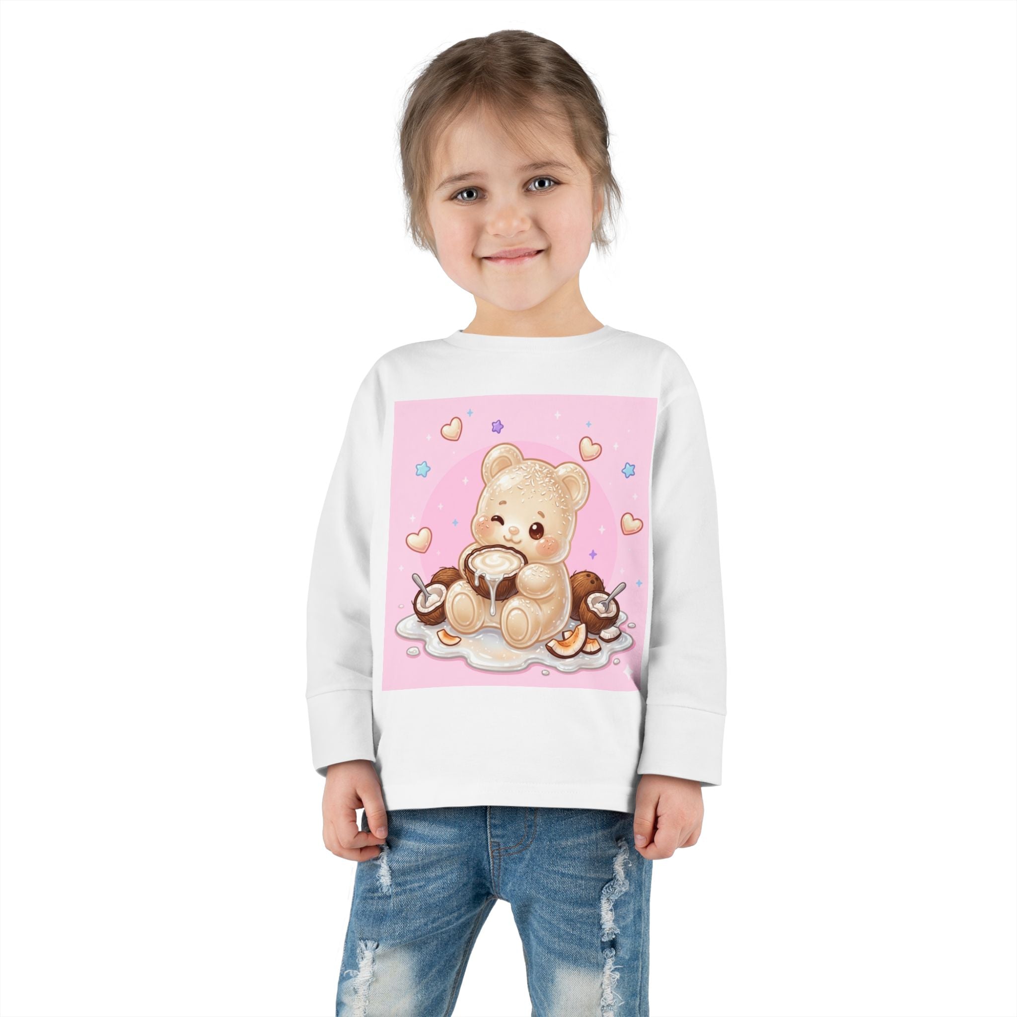 Coconut Milk, White Oozy Bear Gummy Friend- Kids Long Sleeve Shirt