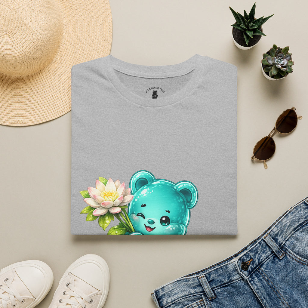 Beautiful Lotus Flower Special, Teal Oozy Bear Gummy Friend- Graphic Shirt