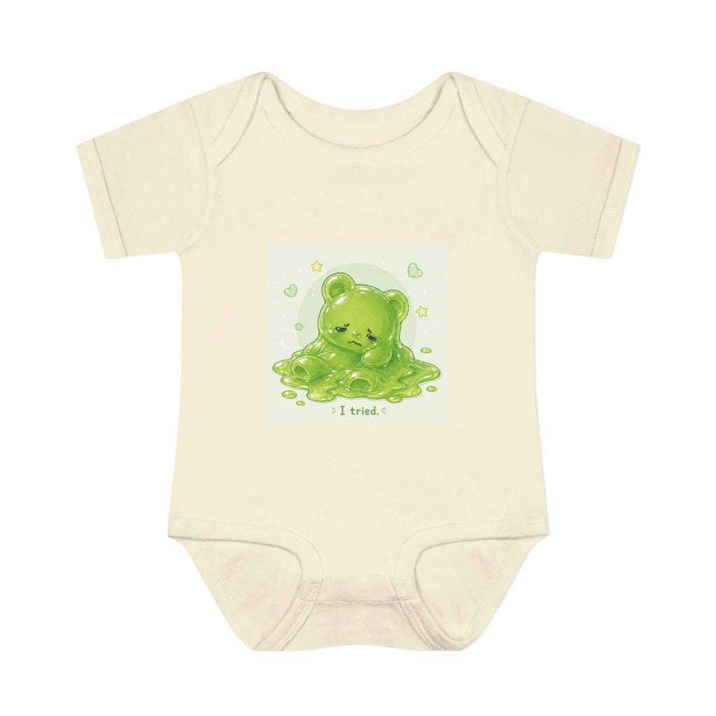 Infant Bodysuit — Cute Gooey Green Melted Gummy Bear "I Tried" Baby Onesie