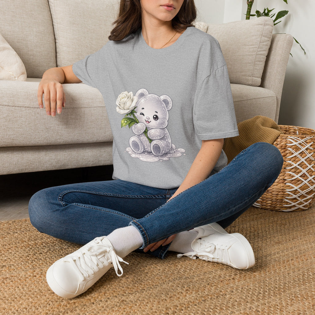 Beautiful Blooming White Rose, Oozy Bear Gummy Special Flower Addition- Graphic Shirt