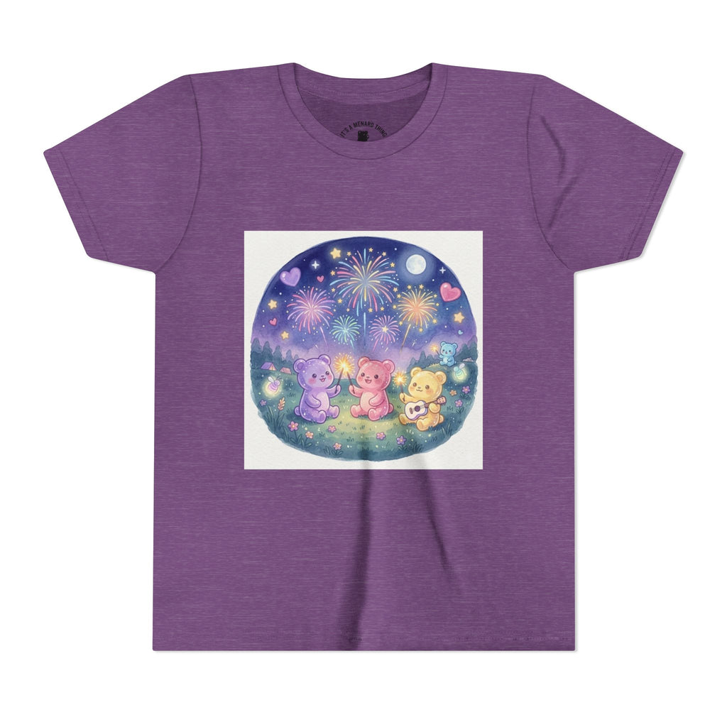 Gooey Gummy Bear Friends Watching Fireworks Youth Short Sleeve Shirt