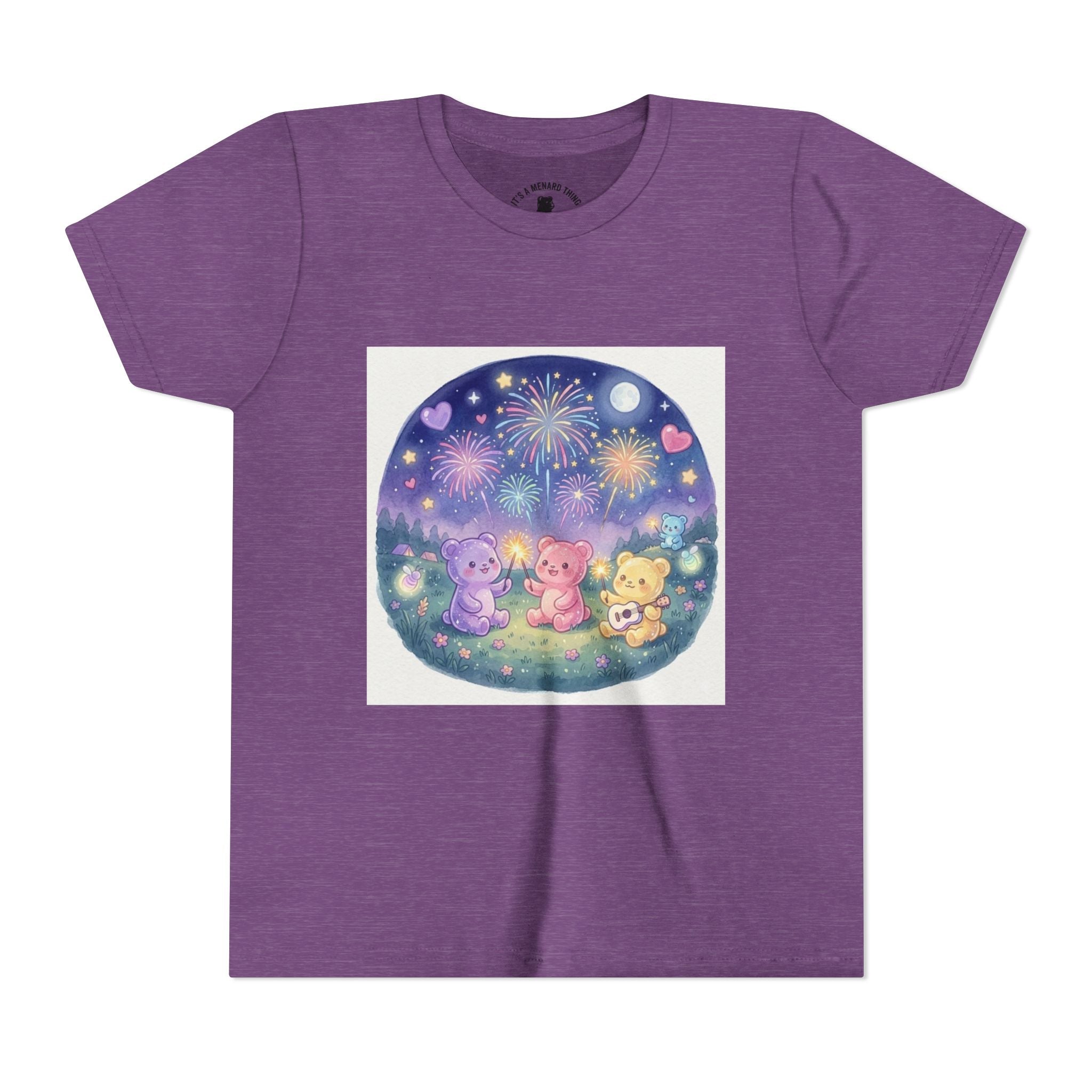 Gooey Gummy Bear Friends Watching Fireworks Youth Short Sleeve Shirt