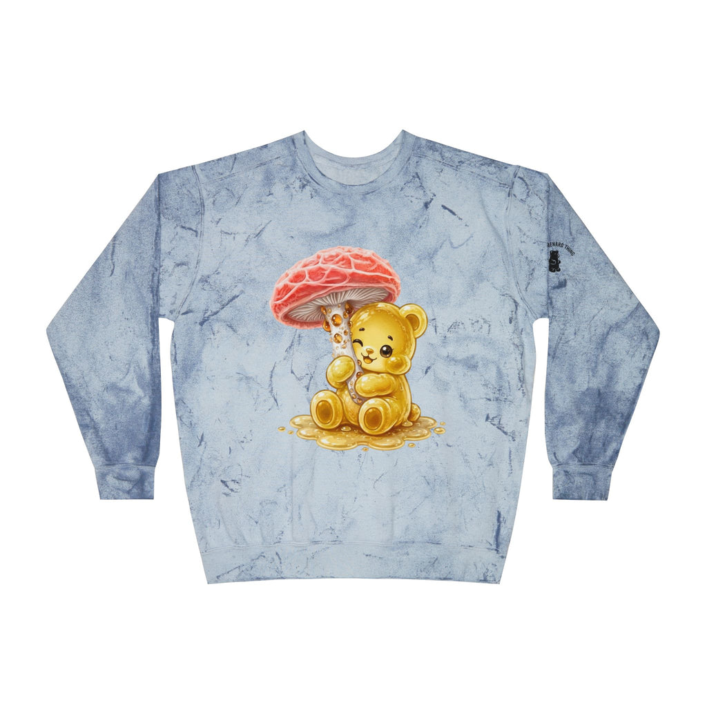 Special Orange Drippy Mushroom, Golden Gooey Gummy Bear — Cute Graphic Sweatshirt