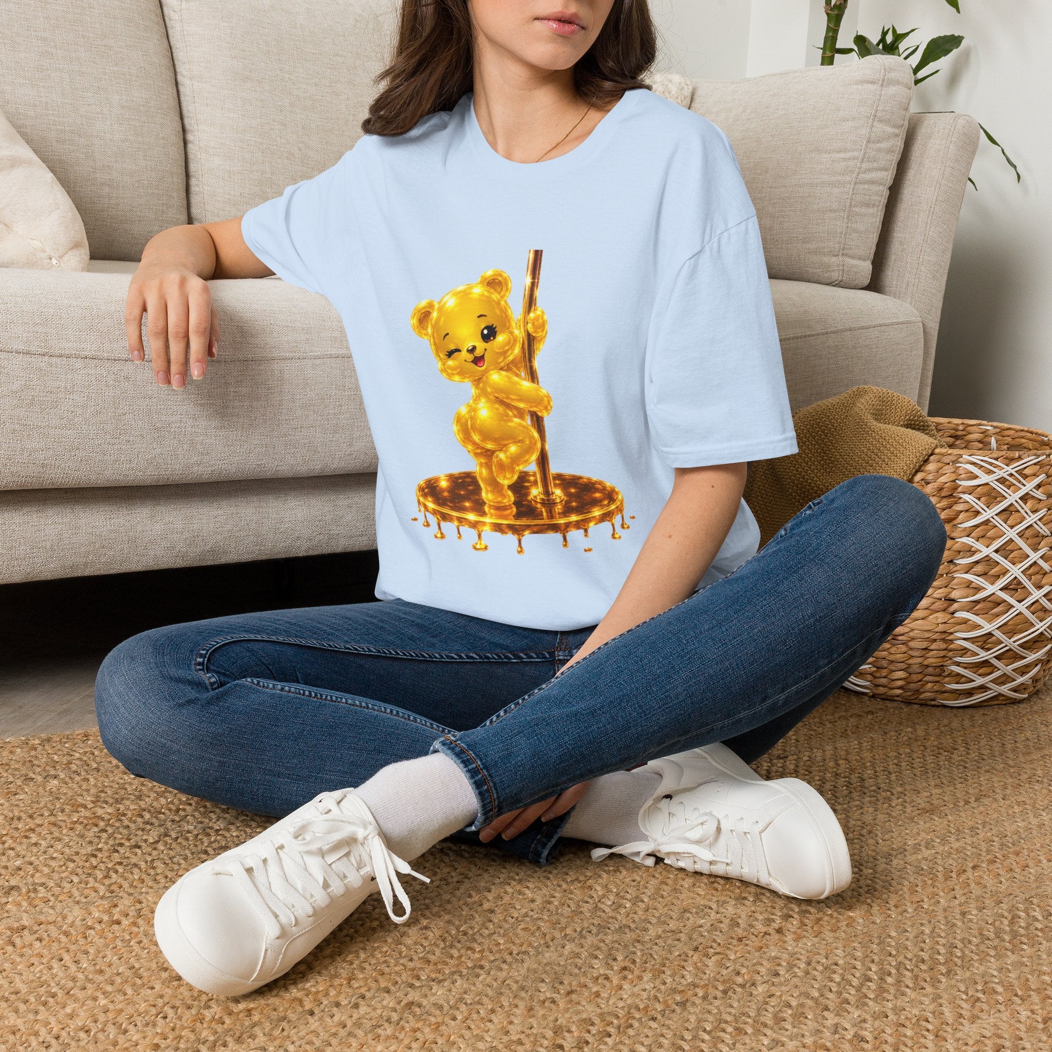 Gold Oozy Bear Gummy Thick Pole Dancer- Graphic Shirt (Adult Only!)