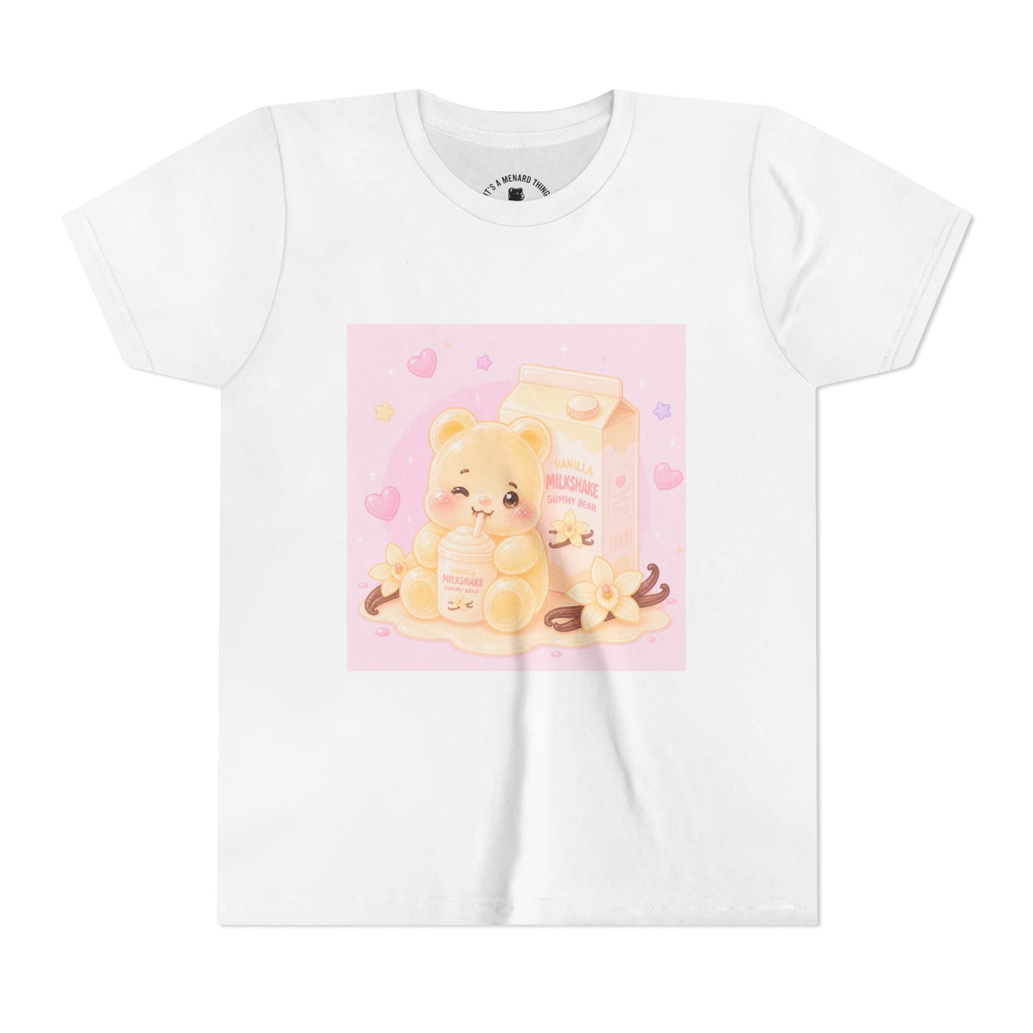 Vanilla Milk Shake Gooey Gummy Youth Tee — Kawaii Pastel Kids T‑Shirt