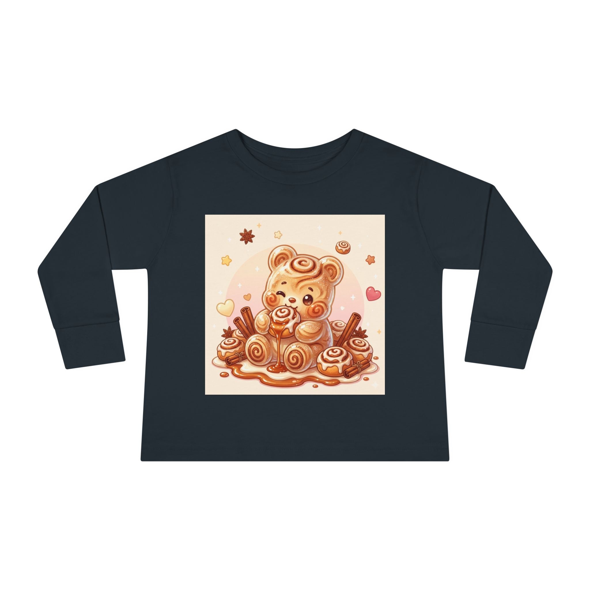 Cinnamon Roll Baked Goods, Sweet Oozy Bear Gummy Friend- Kids Graphic Long Sleeve Shirt