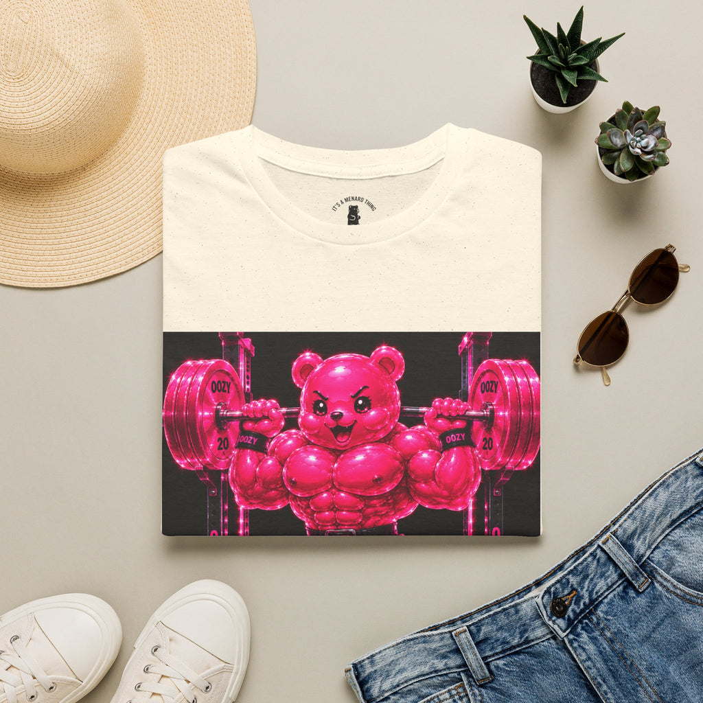 Feeling Like a Work Out, Pink Oozy Buff Bear Gummy Gym Special- Adult Graphic Shirt