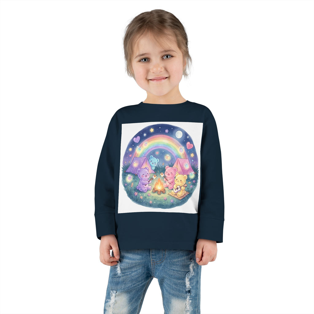 Camping & Toasting Marshmellos Oozy Bear Friend Group- Graphic Long Sleeve Shirt