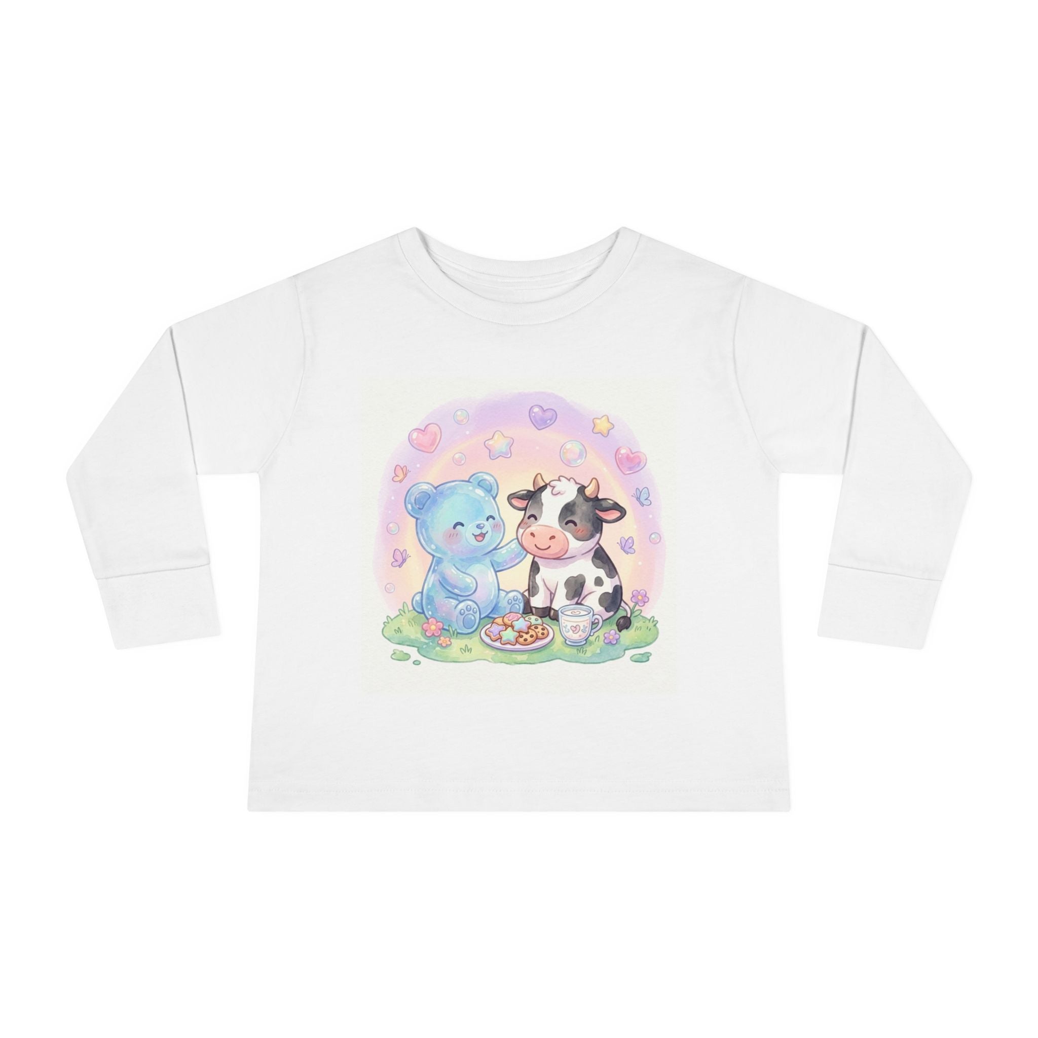Milk & Cookies, Cow and Oozy Gummy Bear Friend- Graphic Long Sleeve Shirt
