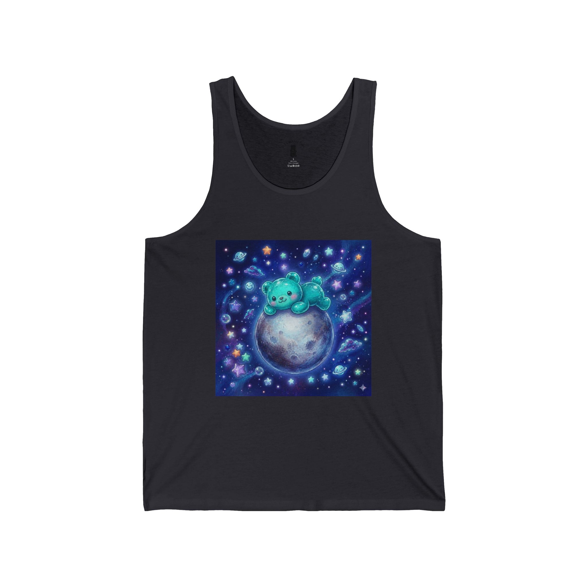 Taking a Nap on Planet Pluto, Blue Oozy Bear Gummy Friend- Graphic Tank Top