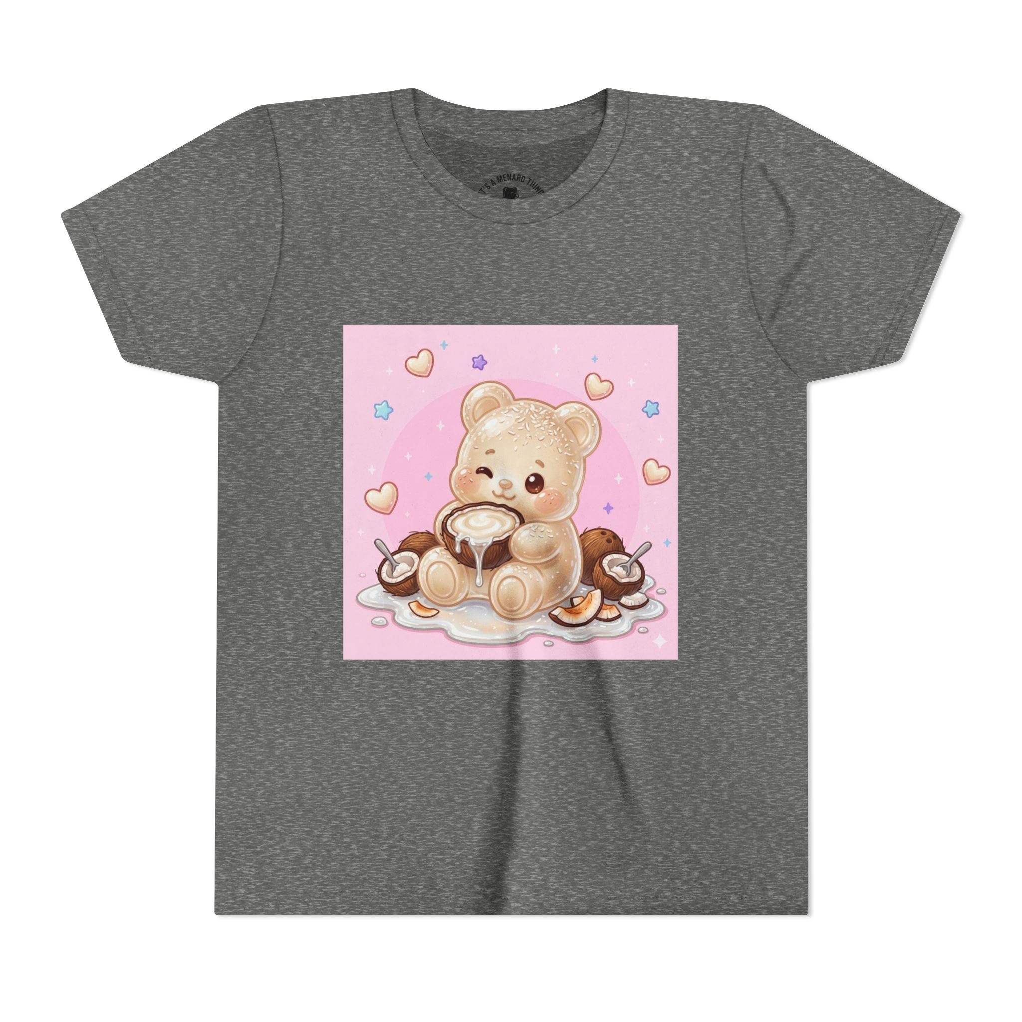 Gooey Gummy Coconut Milk Bear Kids T-Shirt (Pink Hearts)