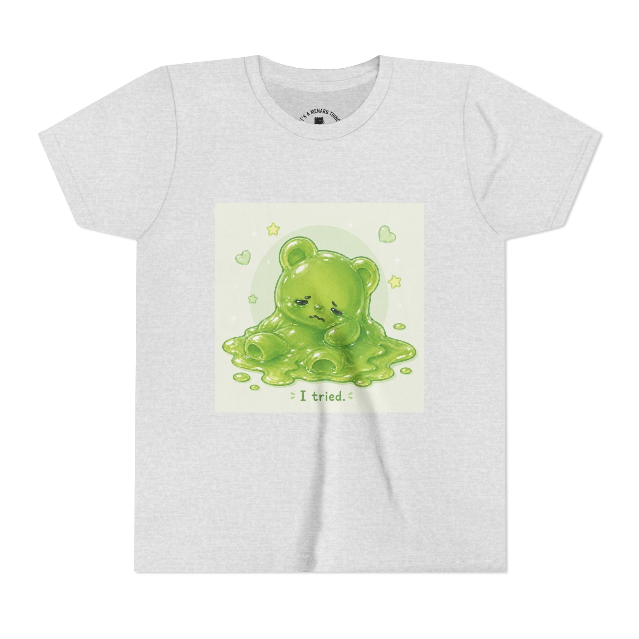 Melting Green Gooey Gummy Bear "I tried." Graphic T-Shirt