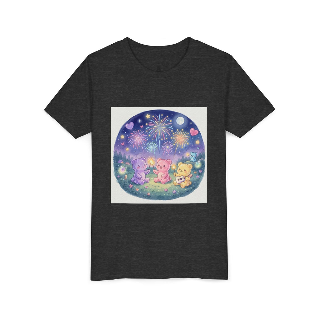Gooey Gummy Bear Friends Watching Fireworks Youth Short Sleeve Shirt