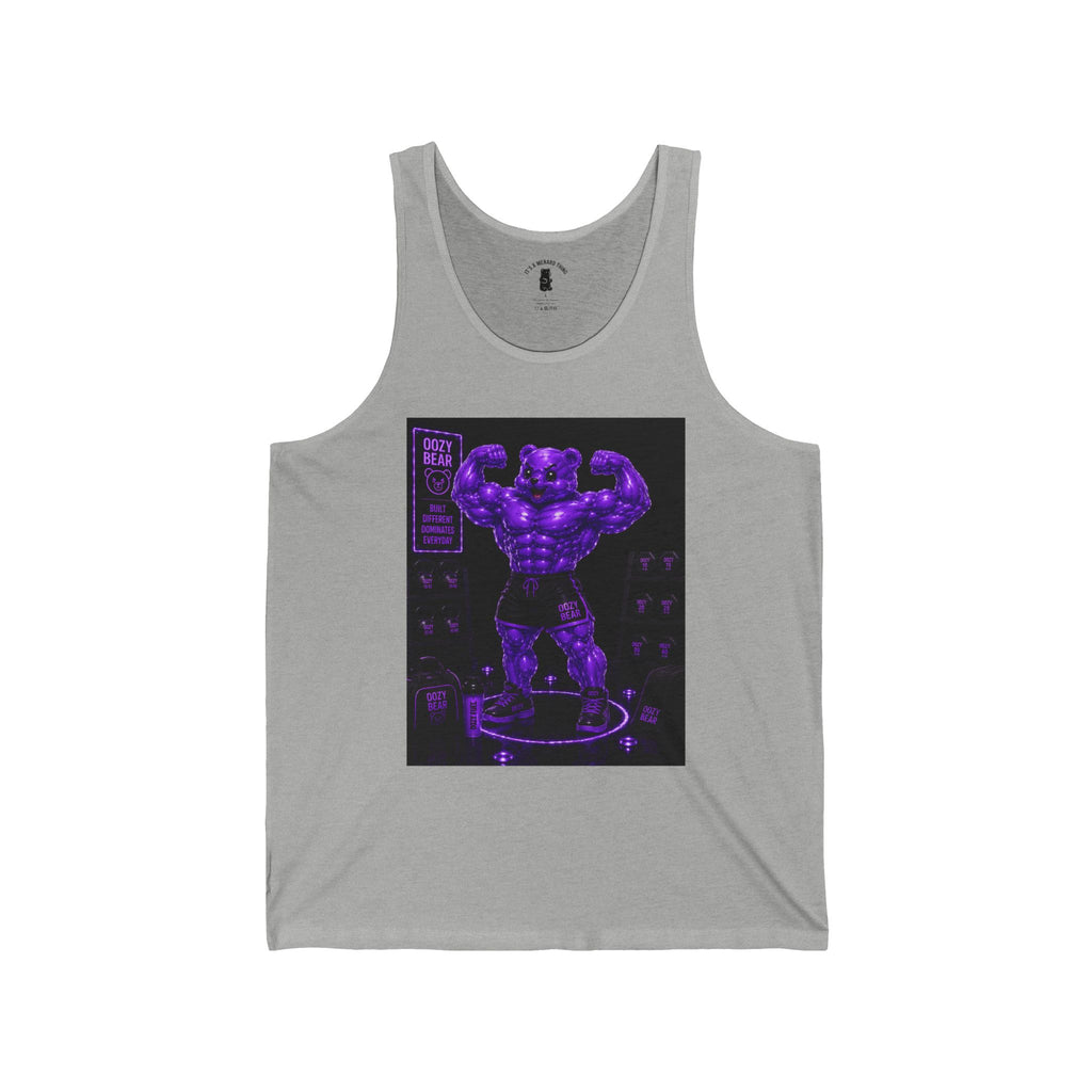 Flexing Time, Violet Oozy Buff Bear Gummy Gym Addition- Adult Graphic Tank Top